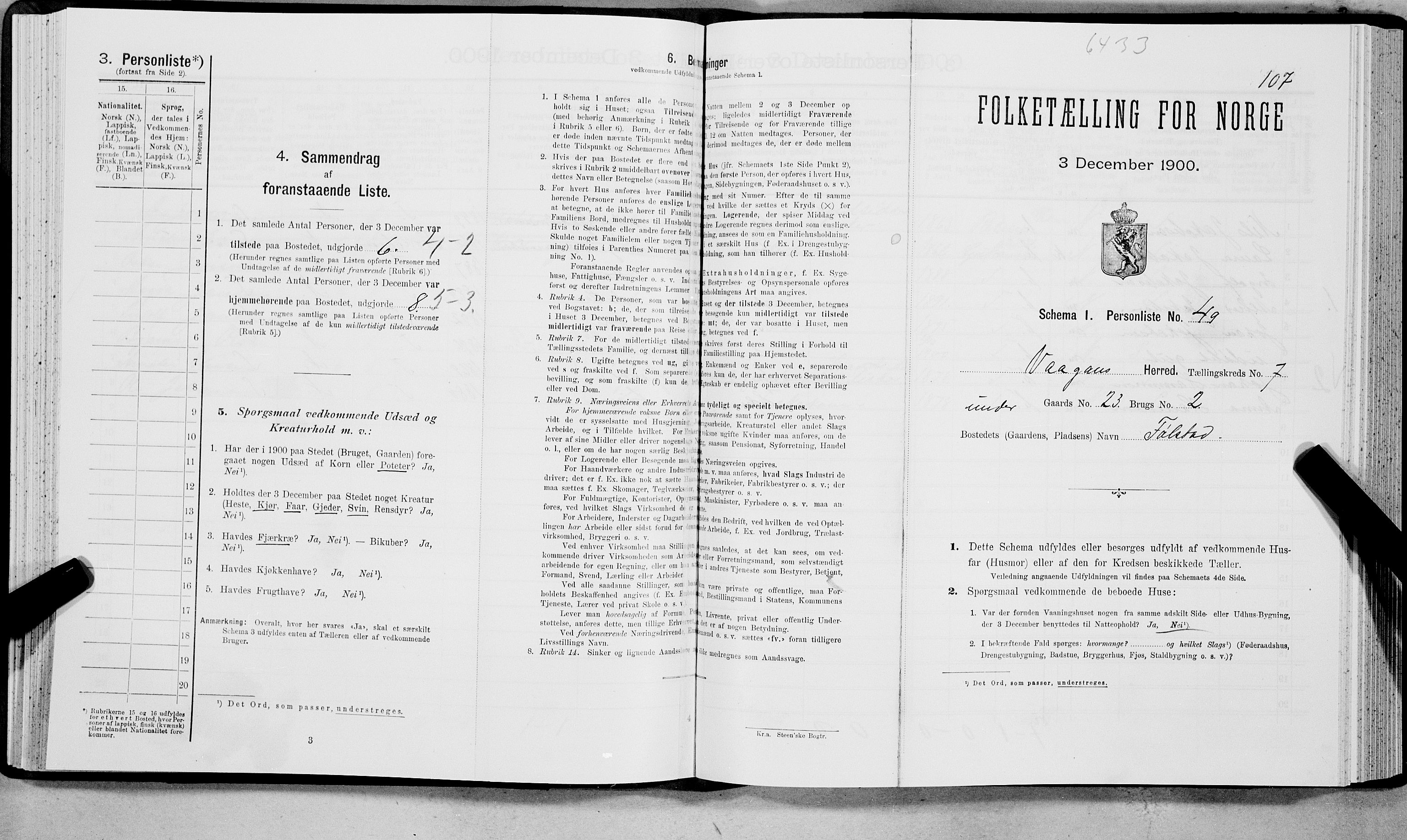 SAT, Folketelling 1900 for 1865 Vågan herred, 1900, s. 995