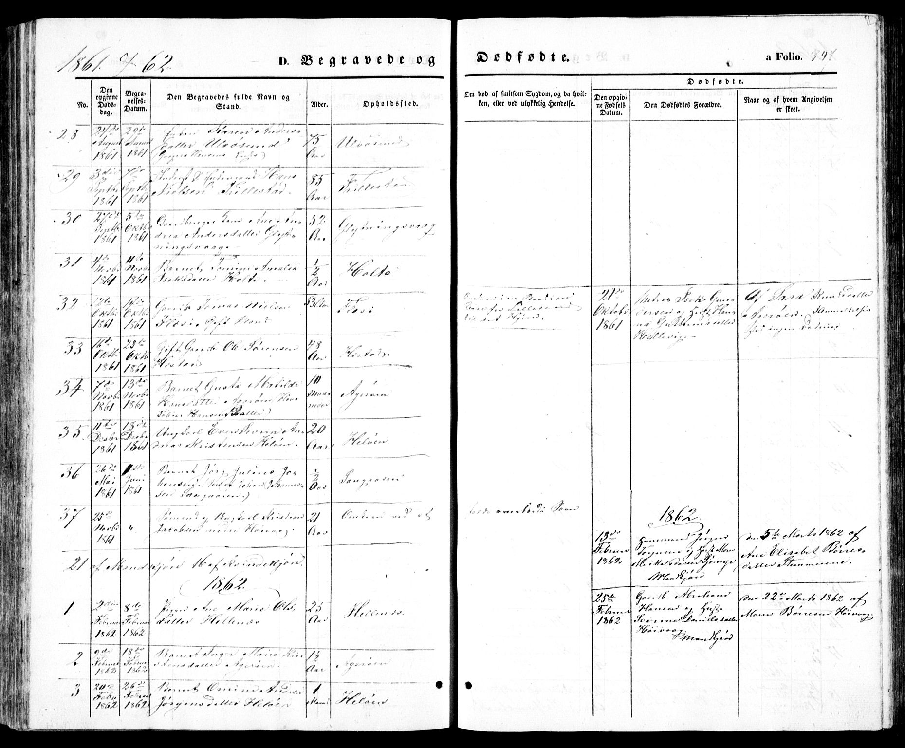 Høvåg sokneprestkontor, SAK/1111-0025/F/Fb/L0002: Klokkerbok nr. B 2, 1847-1869, s. 347