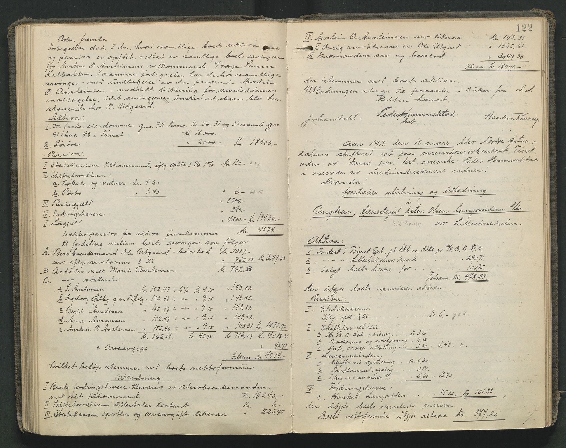 Nord-Østerdal tingrett, SAH/TING-020/J/Jd/L0006: Skifteutlodningsprotokoll, 1907-1920, s. 122