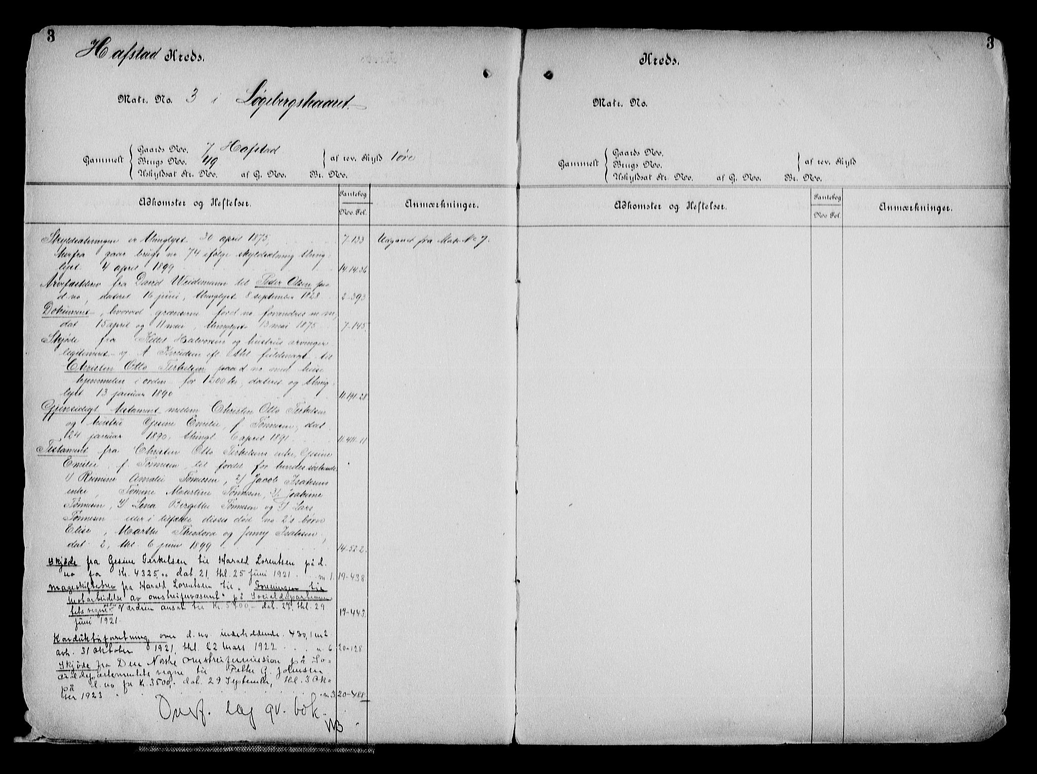 Arendal byfogd, AV/SAK-1222-0001/G/Ga/L0015: Panteregister nr. 13, 1860-1960, s. 3