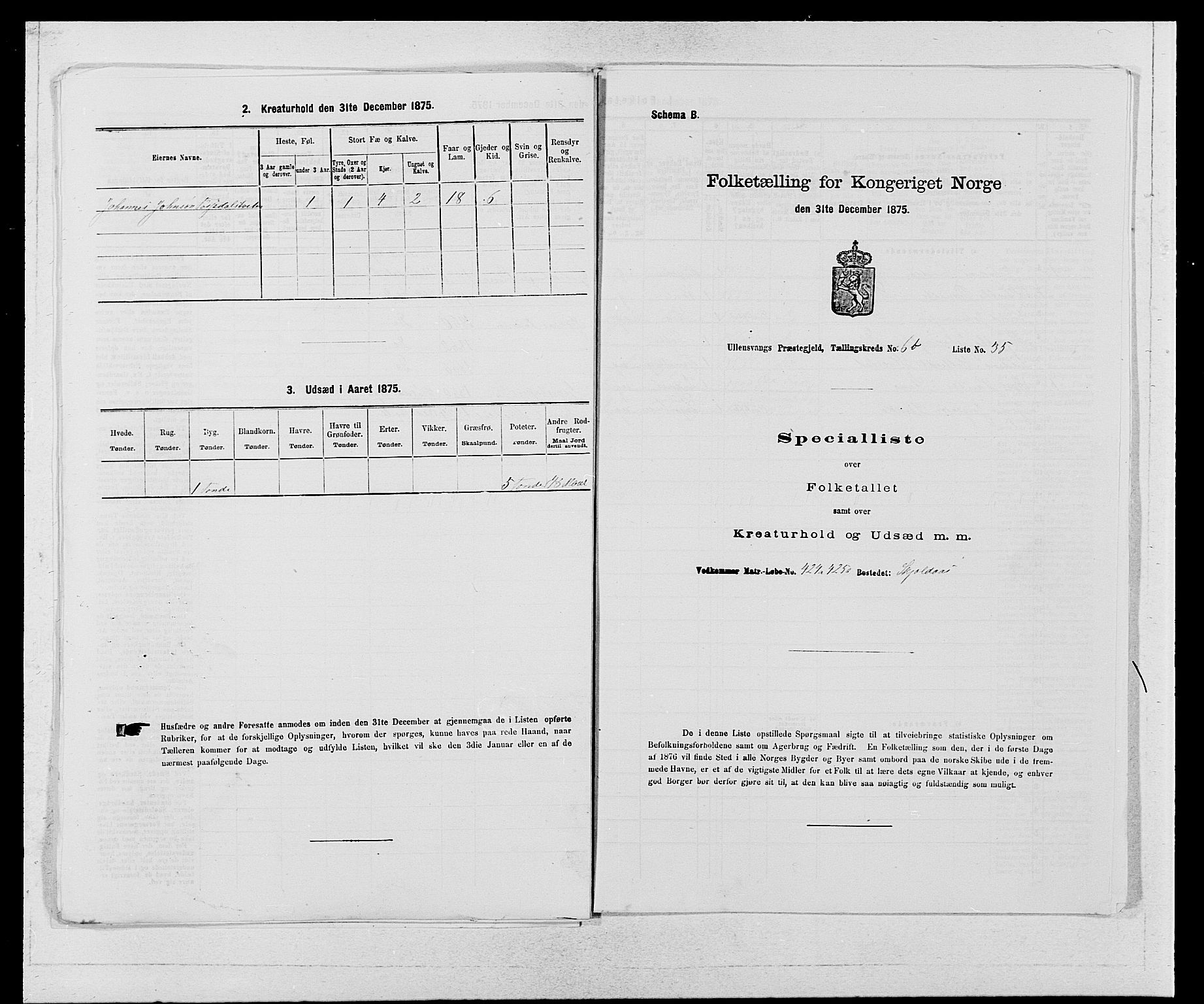 SAB, Folketelling 1875 for 1230P Ullensvang prestegjeld, 1875, s. 571