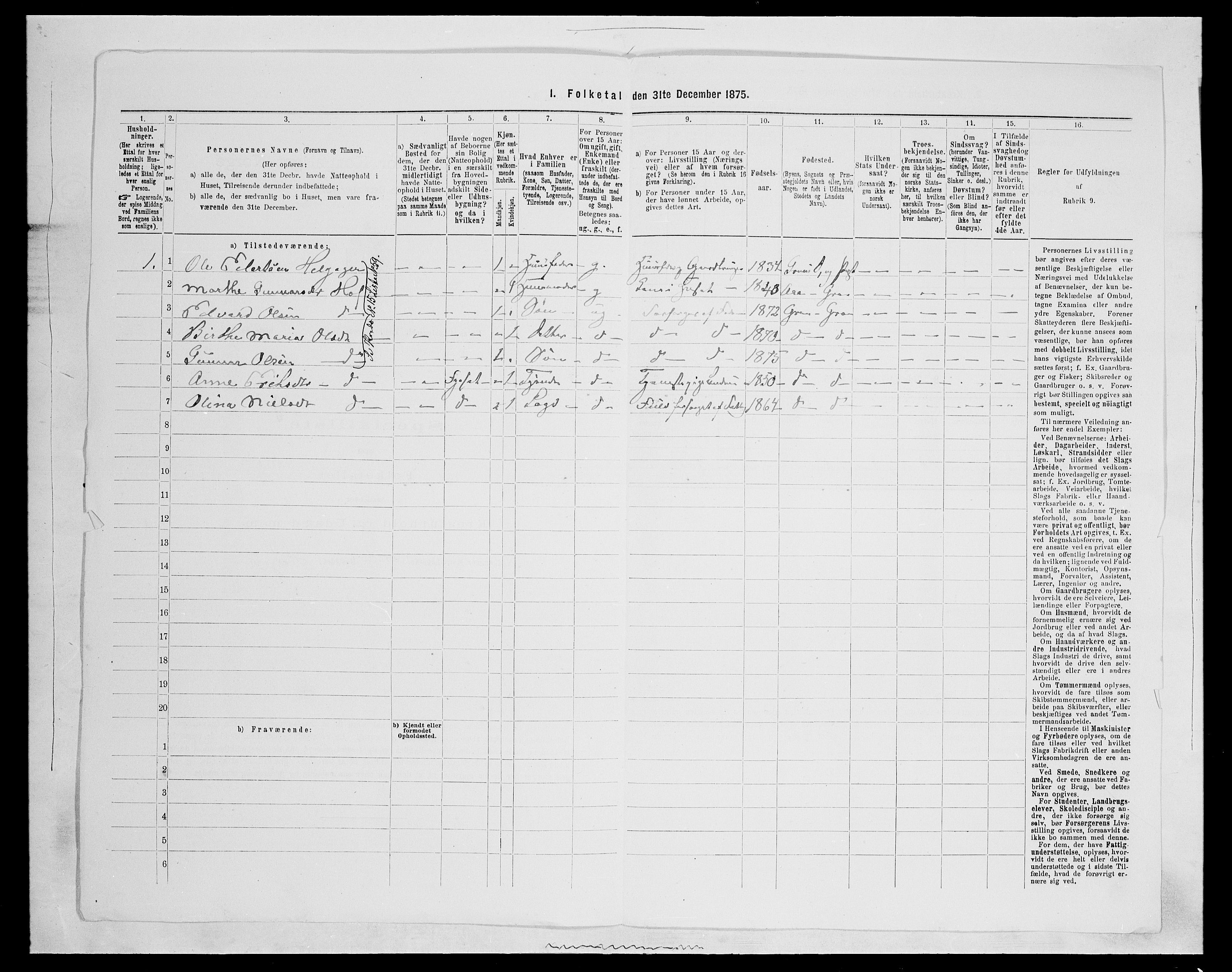 SAH, Folketelling 1875 for 0534P Gran prestegjeld, 1875, s. 1863