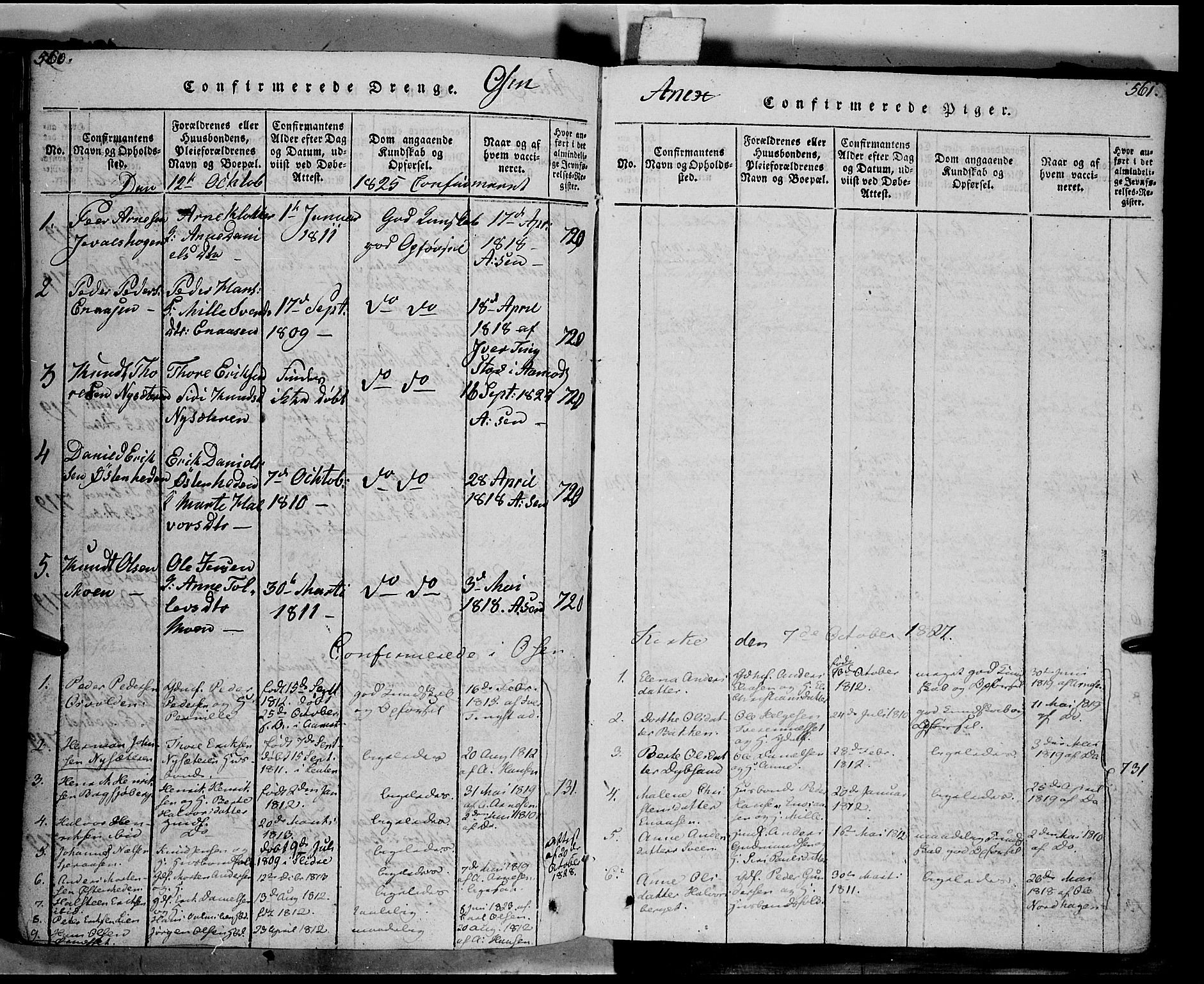 Trysil prestekontor, SAH/PREST-046/H/Ha/Haa/L0003: Ministerialbok nr. 3 /2, 1814-1842, s. 560-561