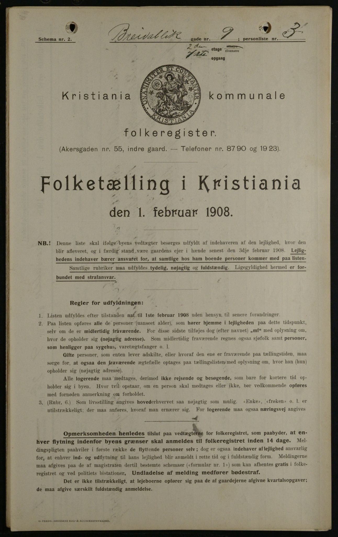 OBA, Kommunal folketelling 1.2.1908 for Kristiania kjøpstad, 1908, s. 7868