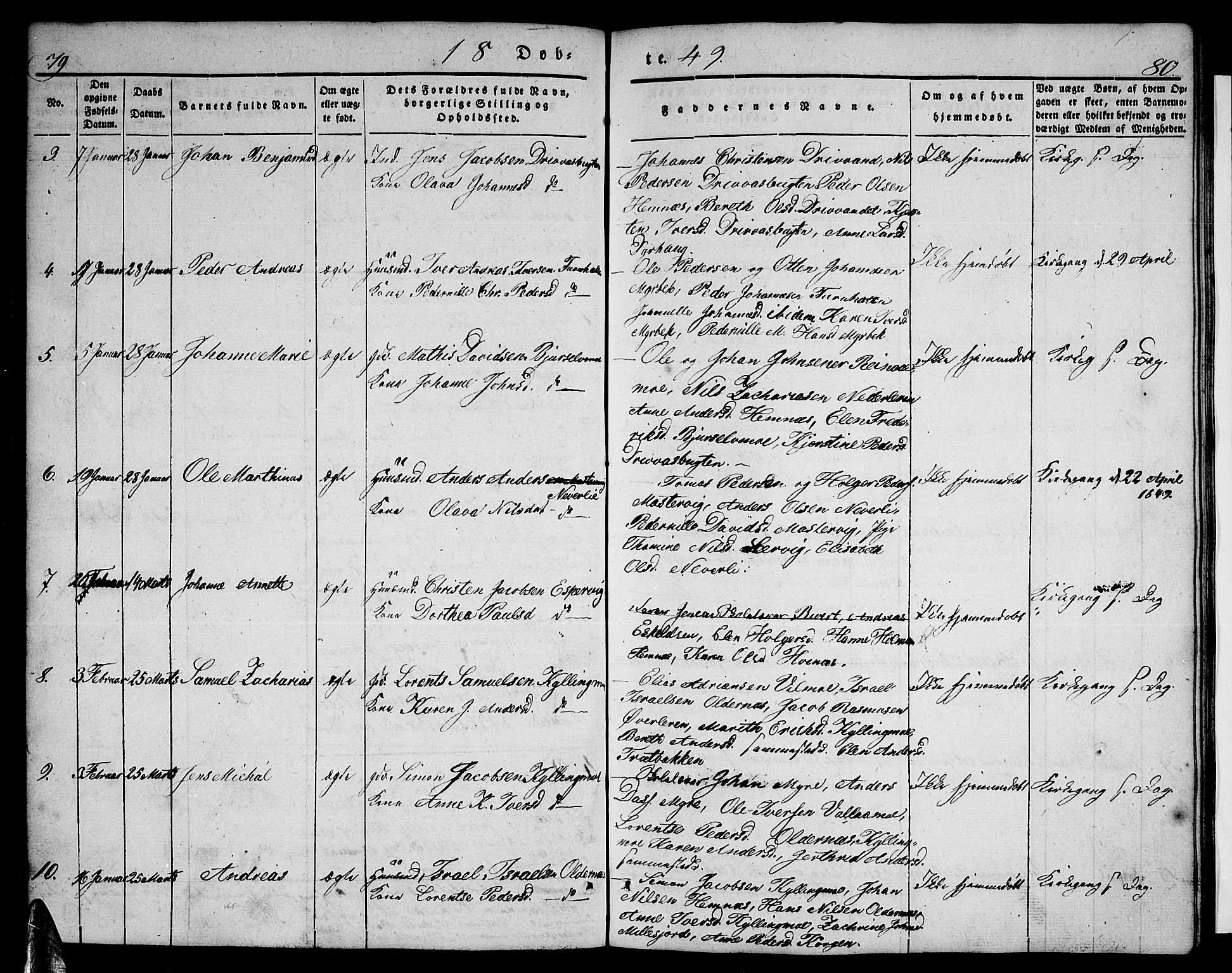 Ministerialprotokoller, klokkerbøker og fødselsregistre - Nordland, AV/SAT-A-1459/825/L0364: Klokkerbok nr. 825C01, 1841-1863, s. 79-80