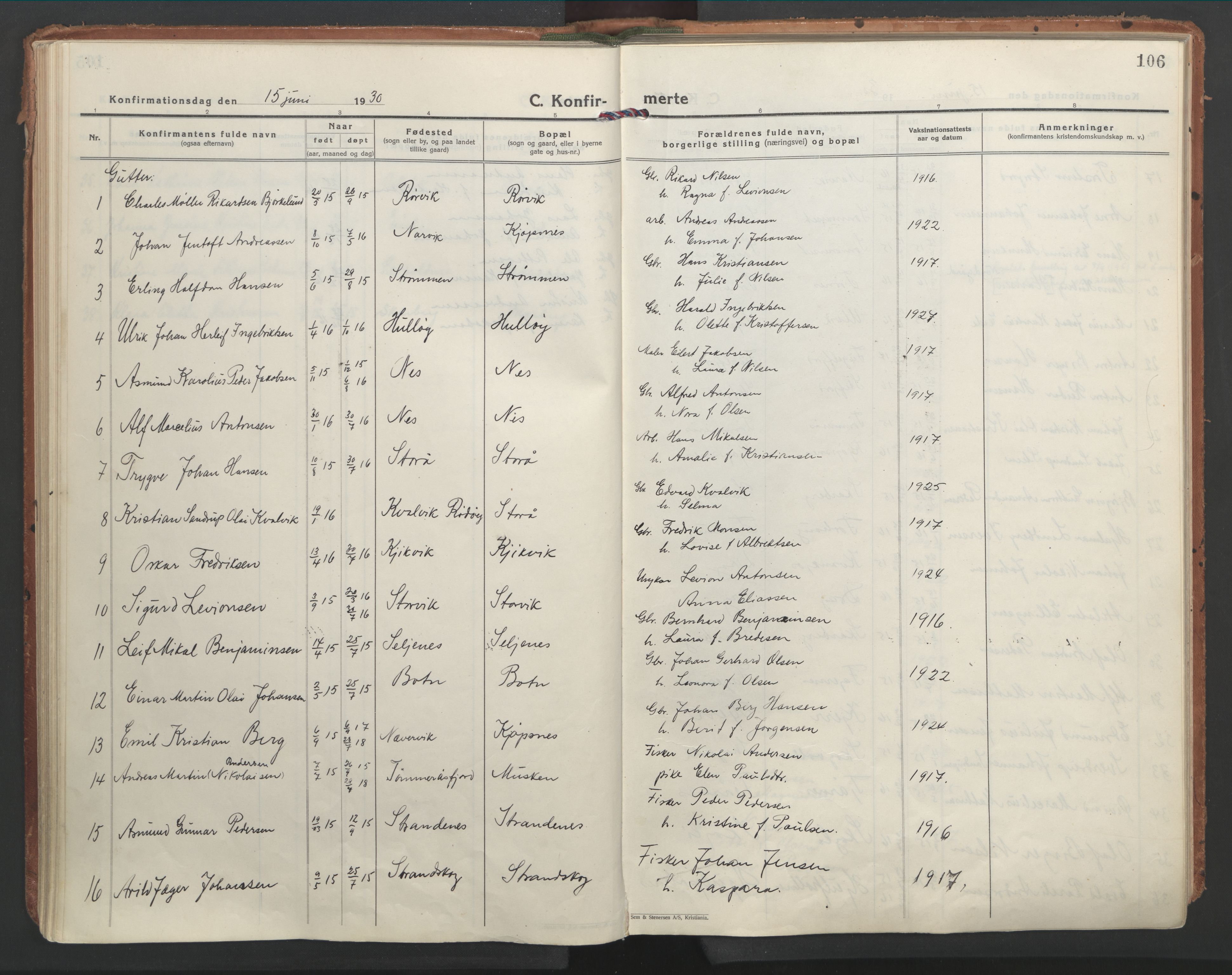 Ministerialprotokoller, klokkerbøker og fødselsregistre - Nordland, AV/SAT-A-1459/861/L0873: Ministerialbok nr. 861A08, 1923-1932, s. 106