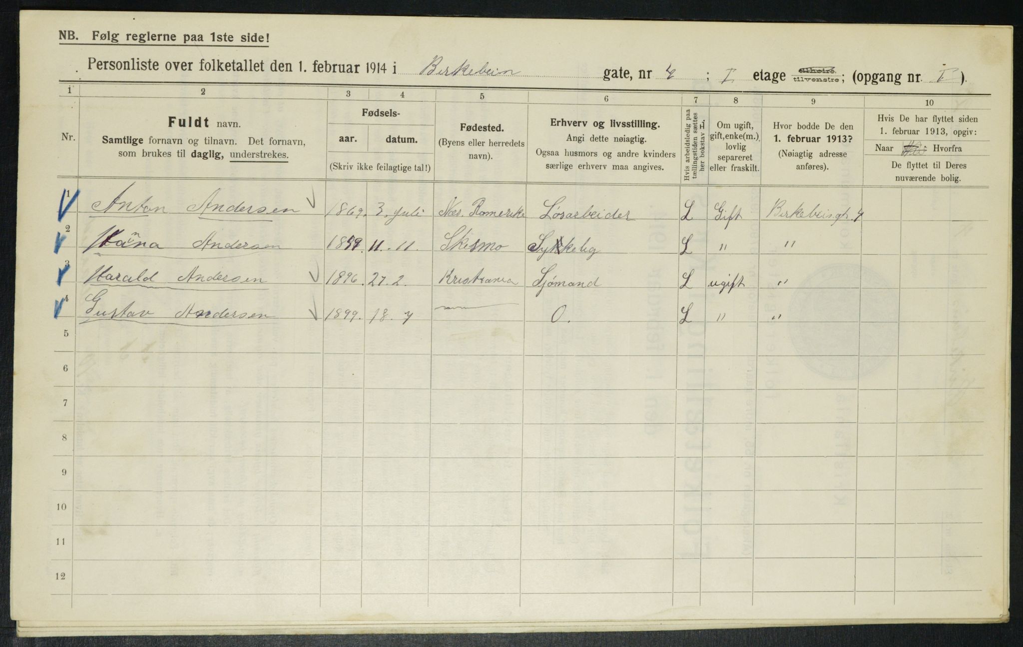 OBA, Kommunal folketelling 1.2.1914 for Kristiania, 1914, s. 4924