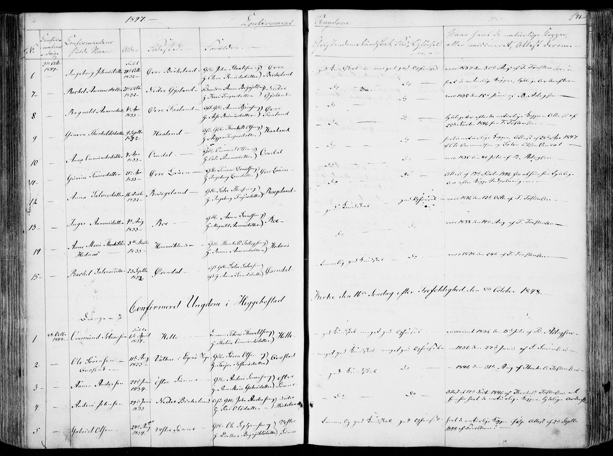 Hægebostad sokneprestkontor, SAK/1111-0024/F/Fa/Faa/L0004: Ministerialbok nr. A 4, 1834-1864, s. 141