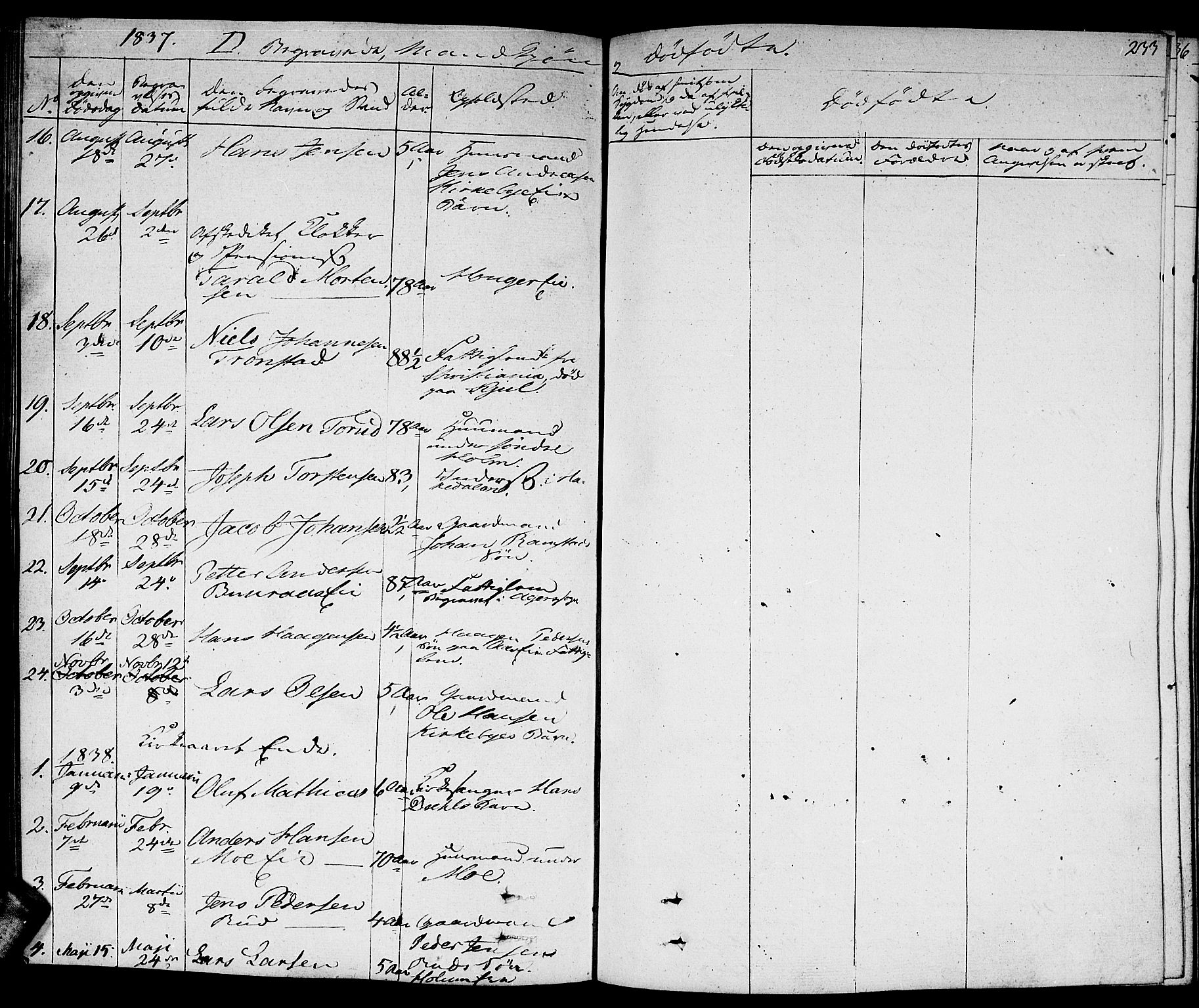 Nittedal prestekontor Kirkebøker, AV/SAO-A-10365a/F/Fa/L0004: Ministerialbok nr. I 4, 1836-1849, s. 233