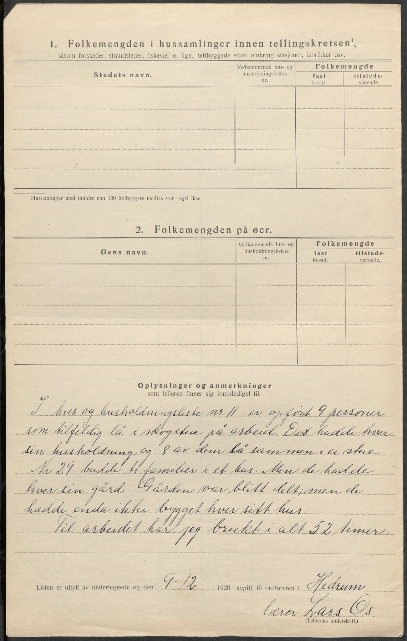 SAKO, Folketelling 1920 for 0727 Hedrum herred, 1920, s. 39