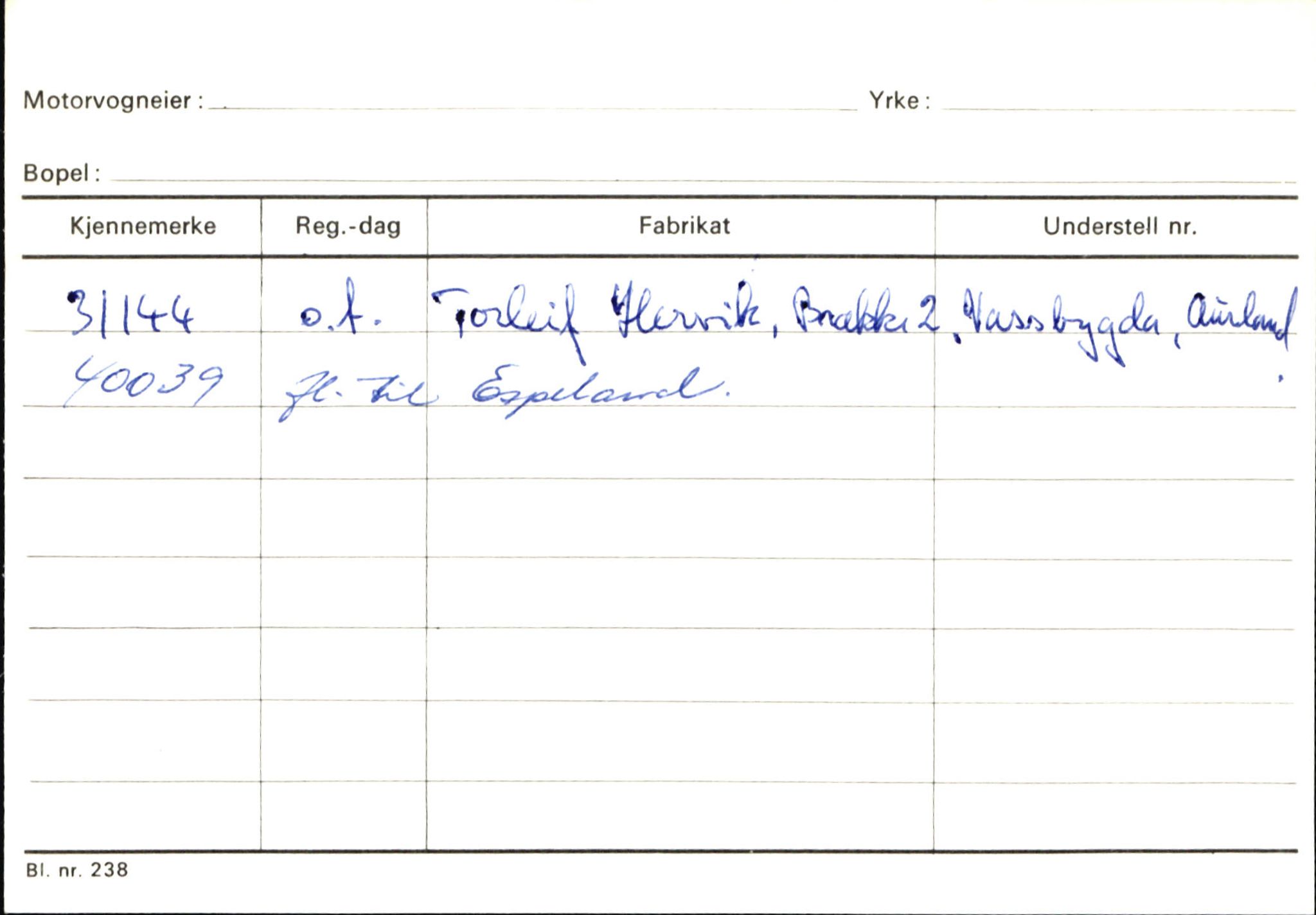 Statens vegvesen, Sogn og Fjordane vegkontor, SAB/A-5301/4/F/L0145: Registerkort Vågsøy S-Å. Årdal I-P, 1945-1975, s. 1911