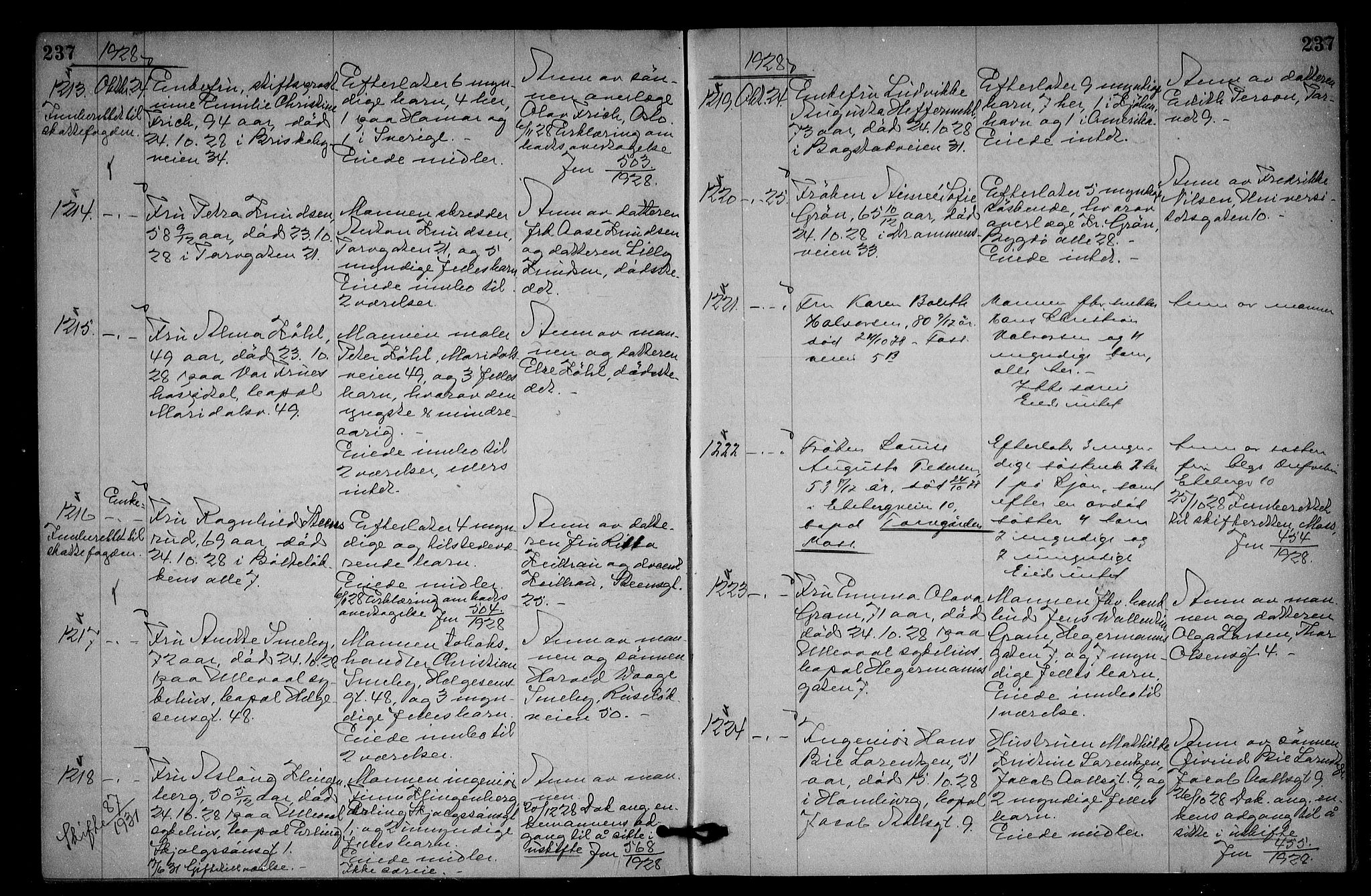 Oslo skifterett, AV/SAO-A-10383/G/Ga/Gac/L0014: Dødsfallsprotokoll, 1927-1928, s. 237