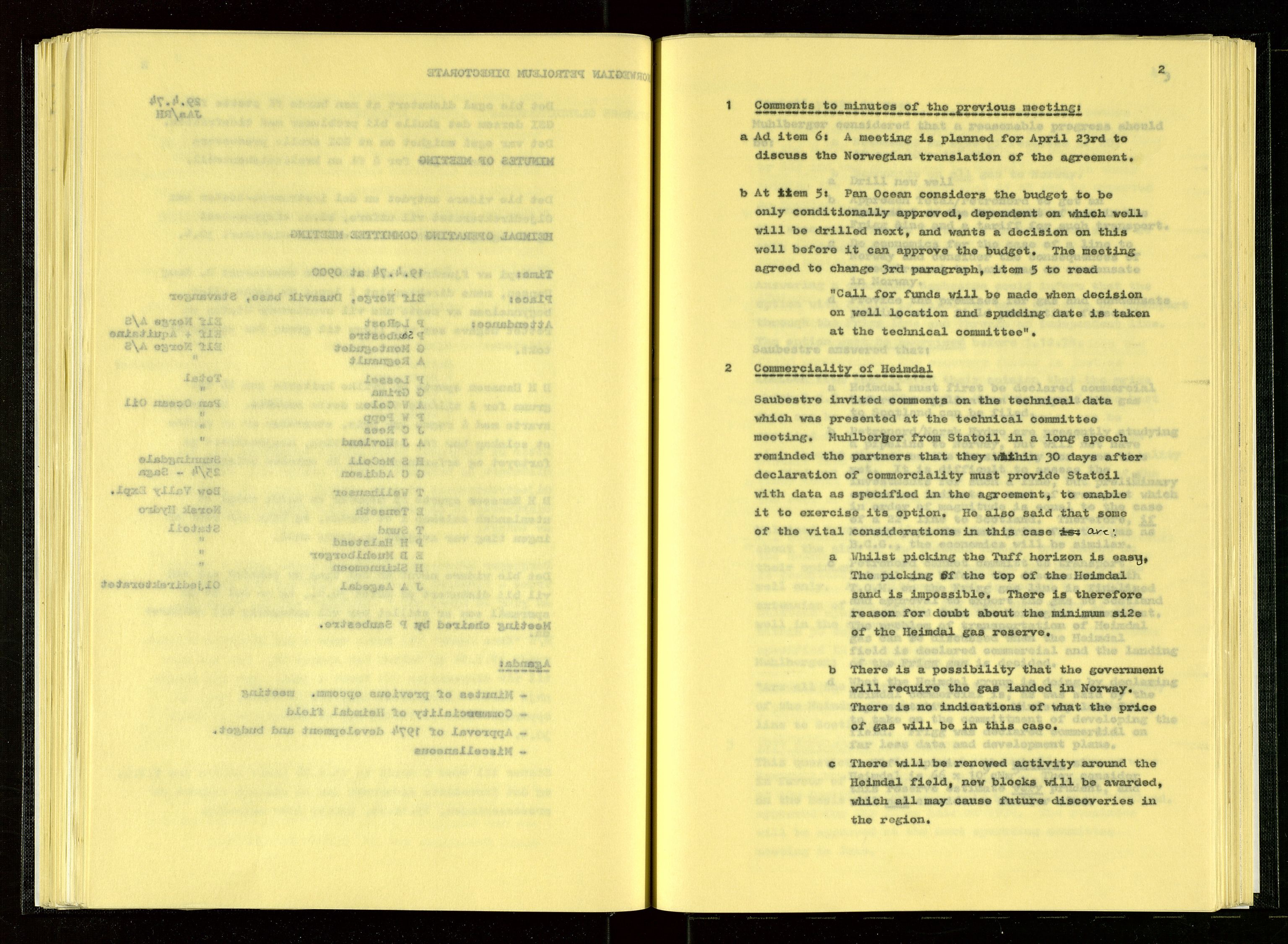 Oljedirektoratet, AV/SAST-A-101366/Aa/L0002: Referatprotokoller, 1974