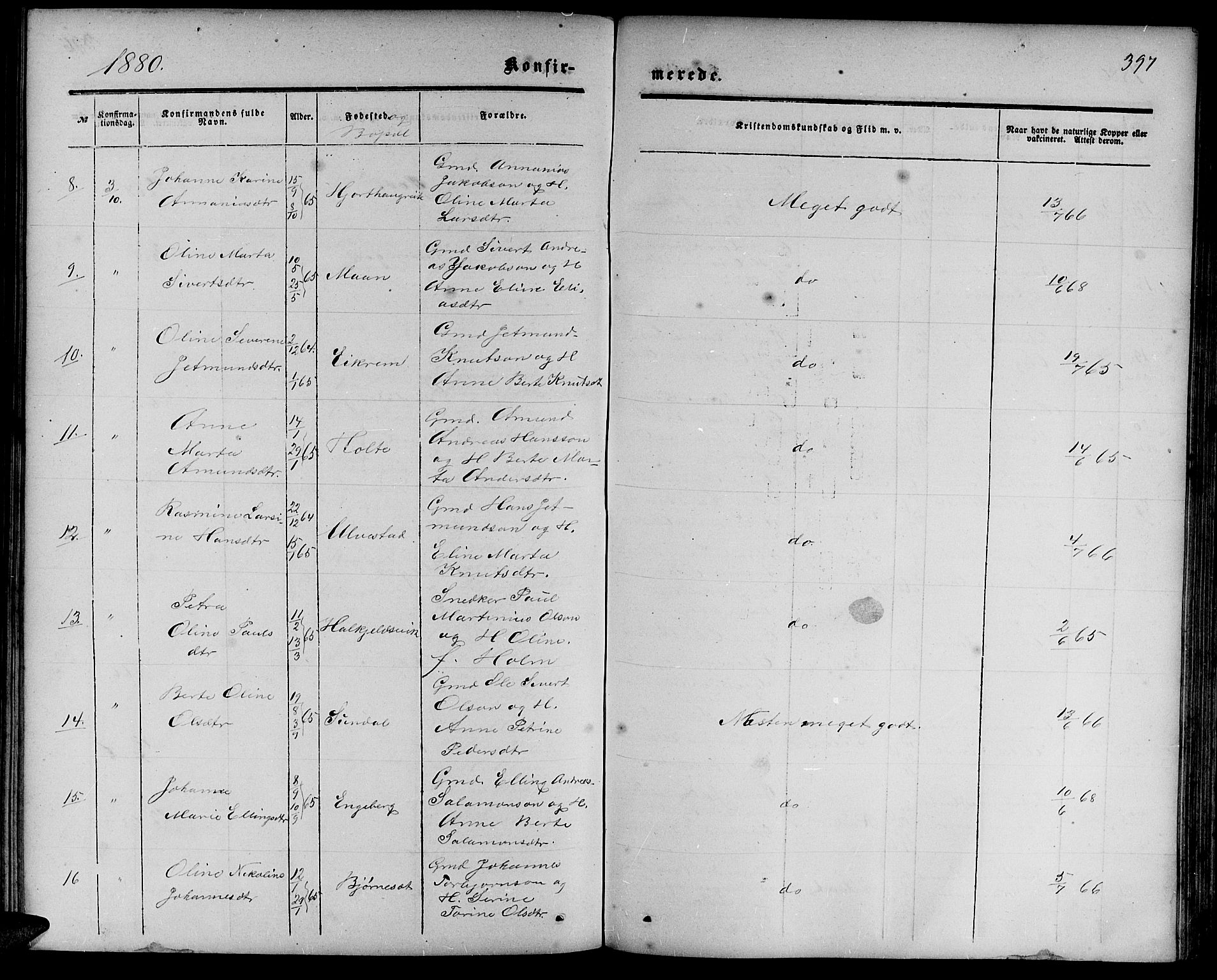 Ministerialprotokoller, klokkerbøker og fødselsregistre - Møre og Romsdal, AV/SAT-A-1454/511/L0157: Klokkerbok nr. 511C03, 1864-1884, s. 397