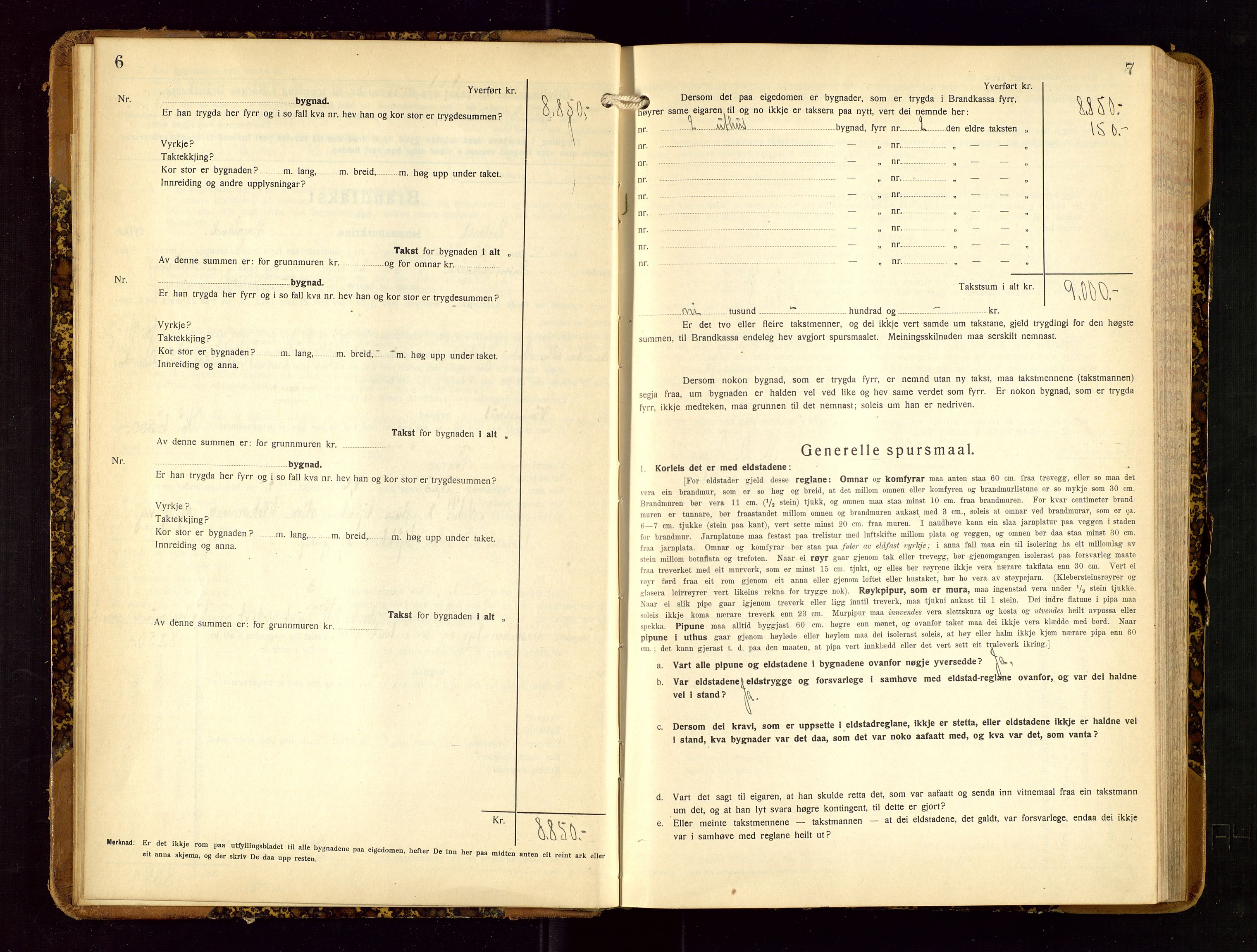 Hetland lensmannskontor, AV/SAST-A-100101/Gob/L0003: "Brandtakstbok", 1932-1934, s. 6-7
