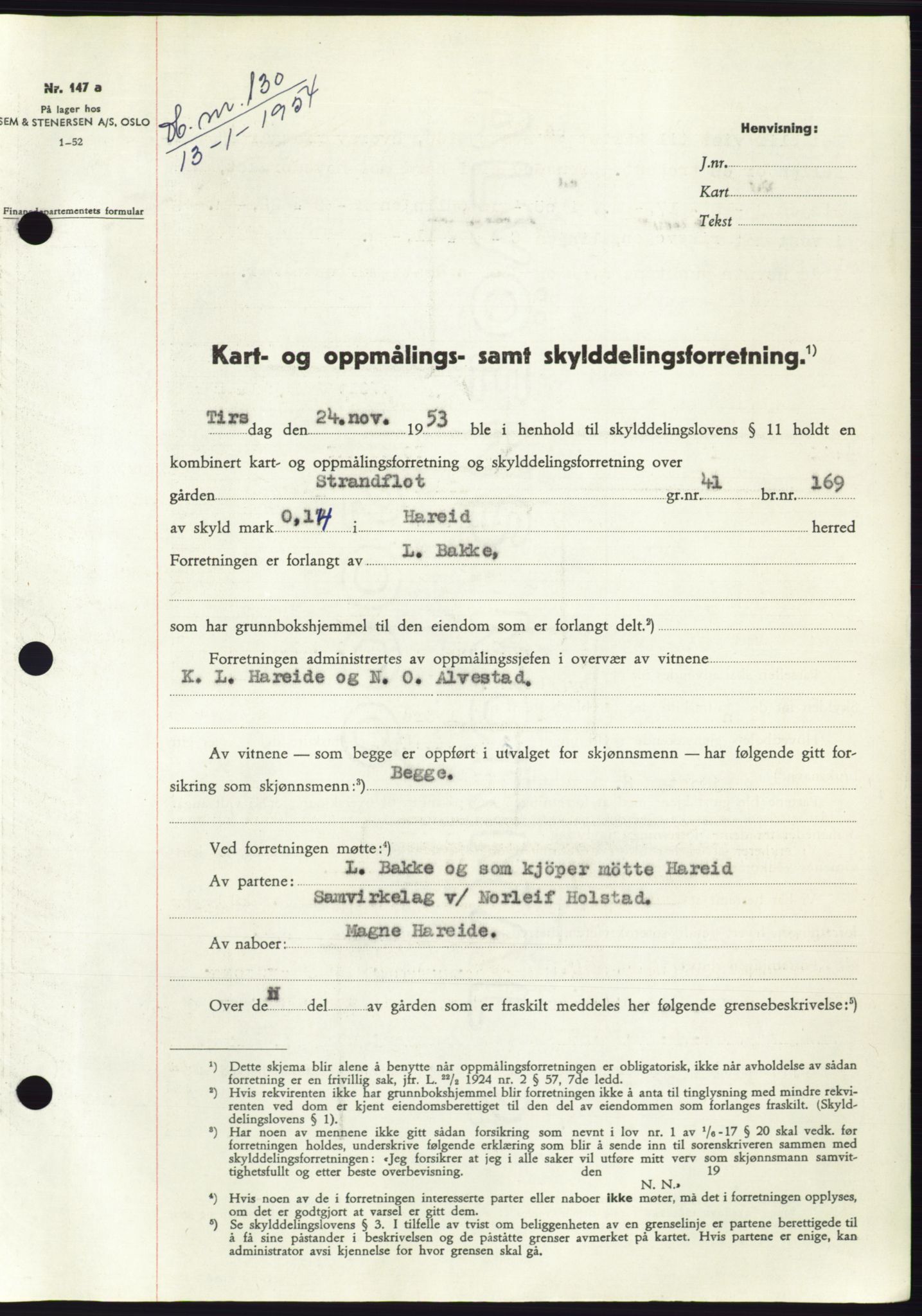 Søre Sunnmøre sorenskriveri, SAT/A-4122/1/2/2C/L0096: Pantebok nr. 22A, 1953-1954, Dagboknr: 130/1954