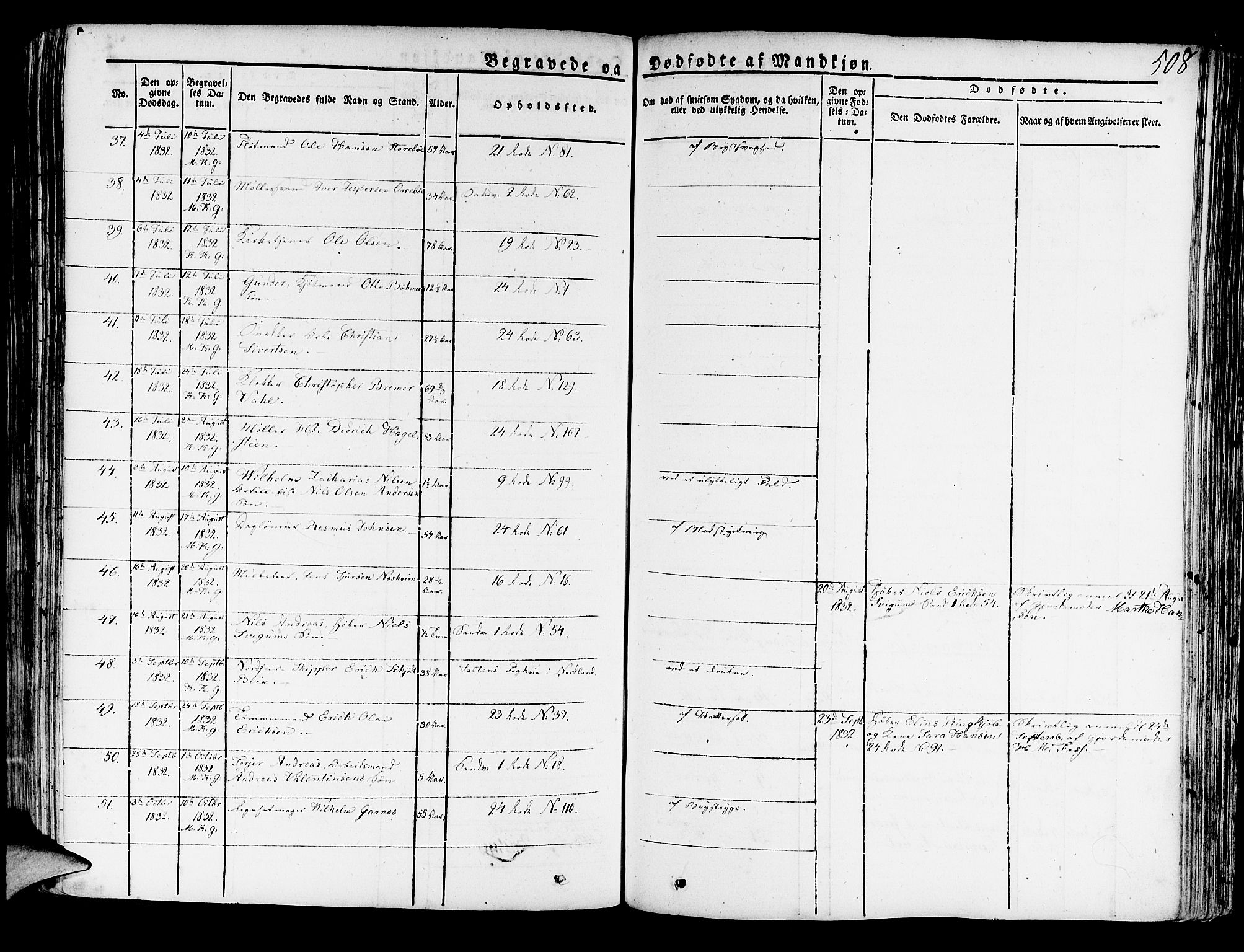 Korskirken sokneprestembete, SAB/A-76101/H/Haa/L0014: Ministerialbok nr. A 14, 1823-1835, s. 508