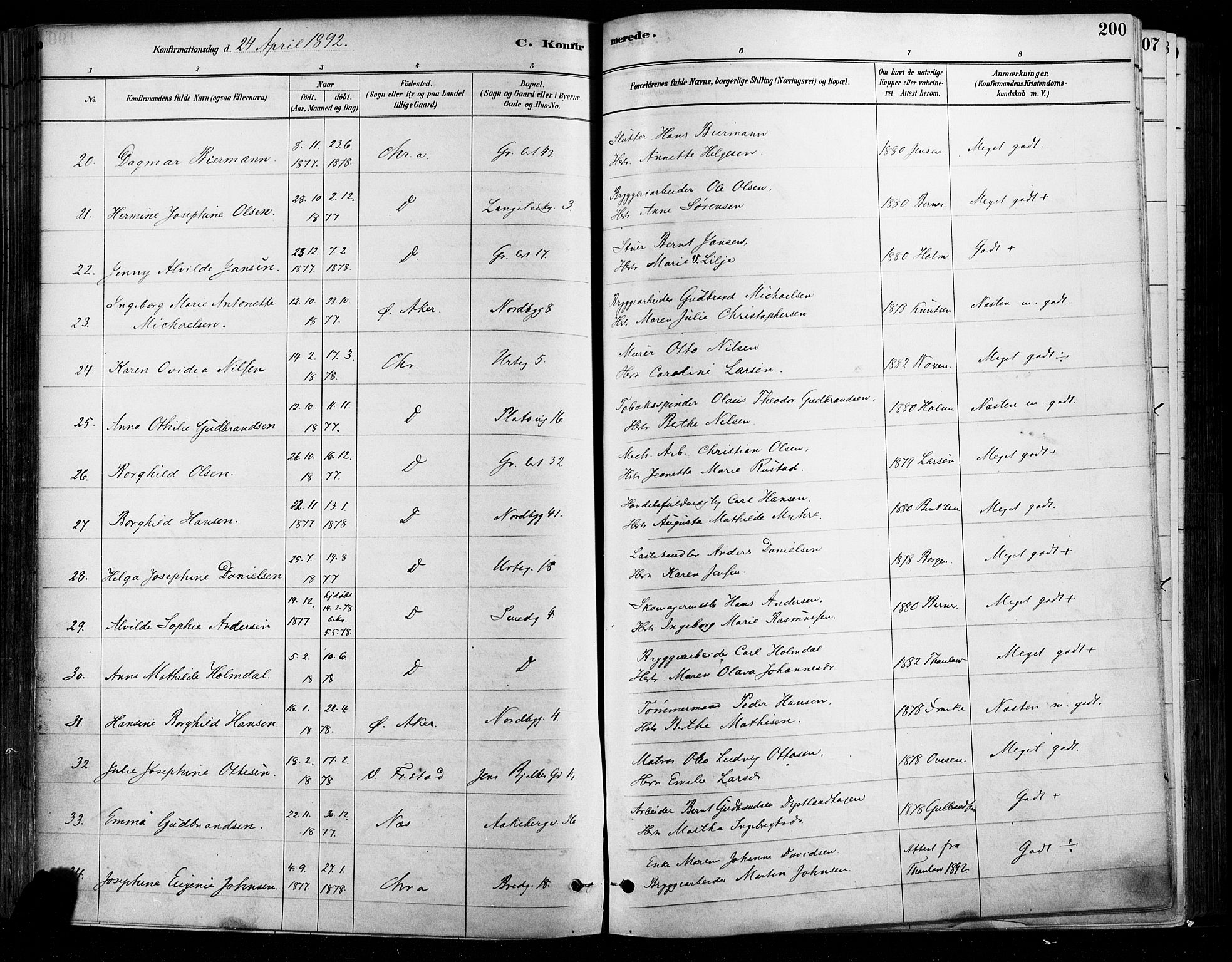 Grønland prestekontor Kirkebøker, SAO/A-10848/F/Fa/L0008: Ministerialbok nr. 8, 1881-1893, s. 200