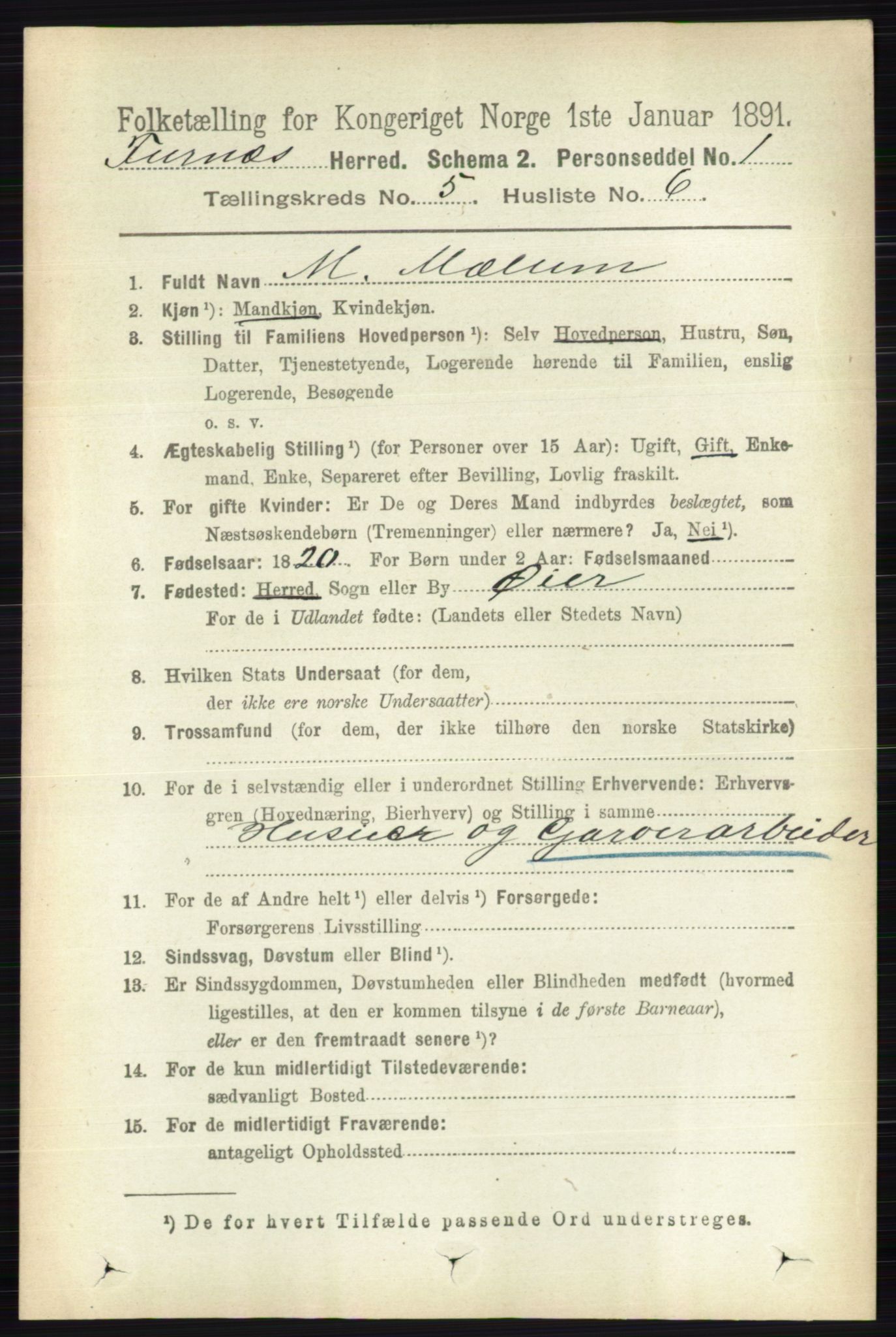 RA, Folketelling 1891 for 0413 Furnes herred, 1891, s. 3197