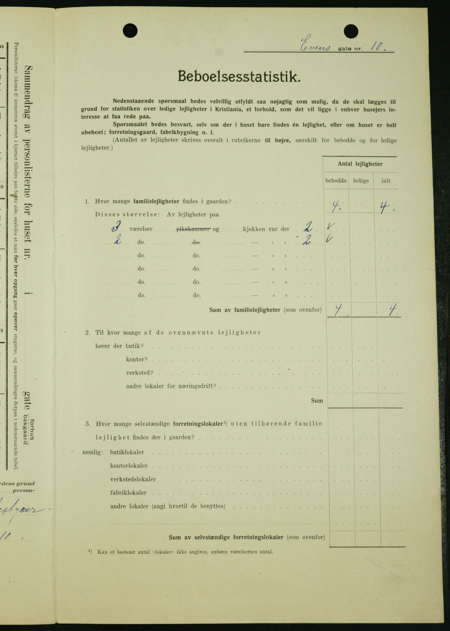 OBA, Kommunal folketelling 1.2.1909 for Kristiania kjøpstad, 1909, s. 20662