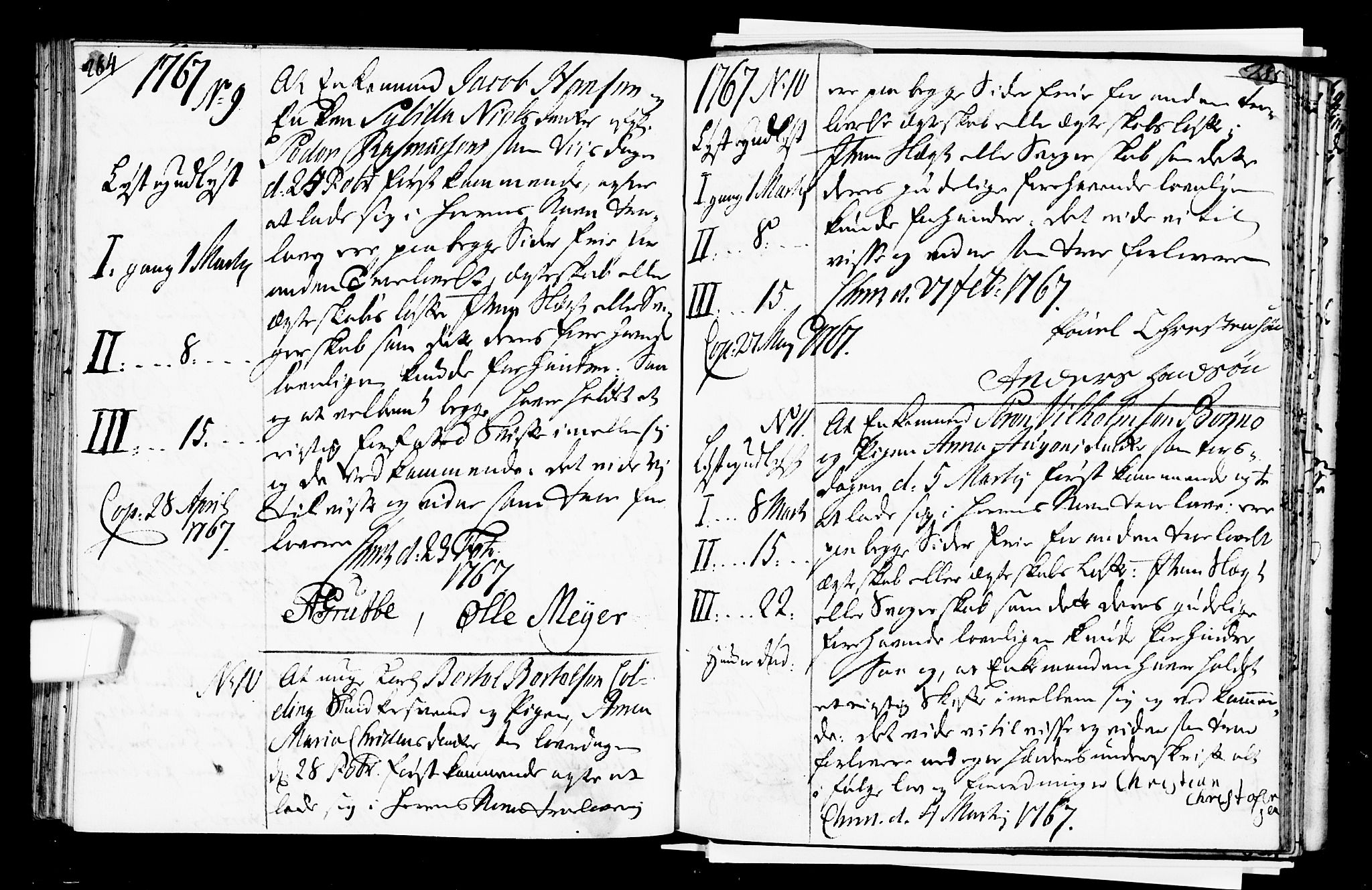 Oslo domkirke Kirkebøker, AV/SAO-A-10752/L/La/L0008: Forlovererklæringer nr. 8, 1759-1769, s. 284-285