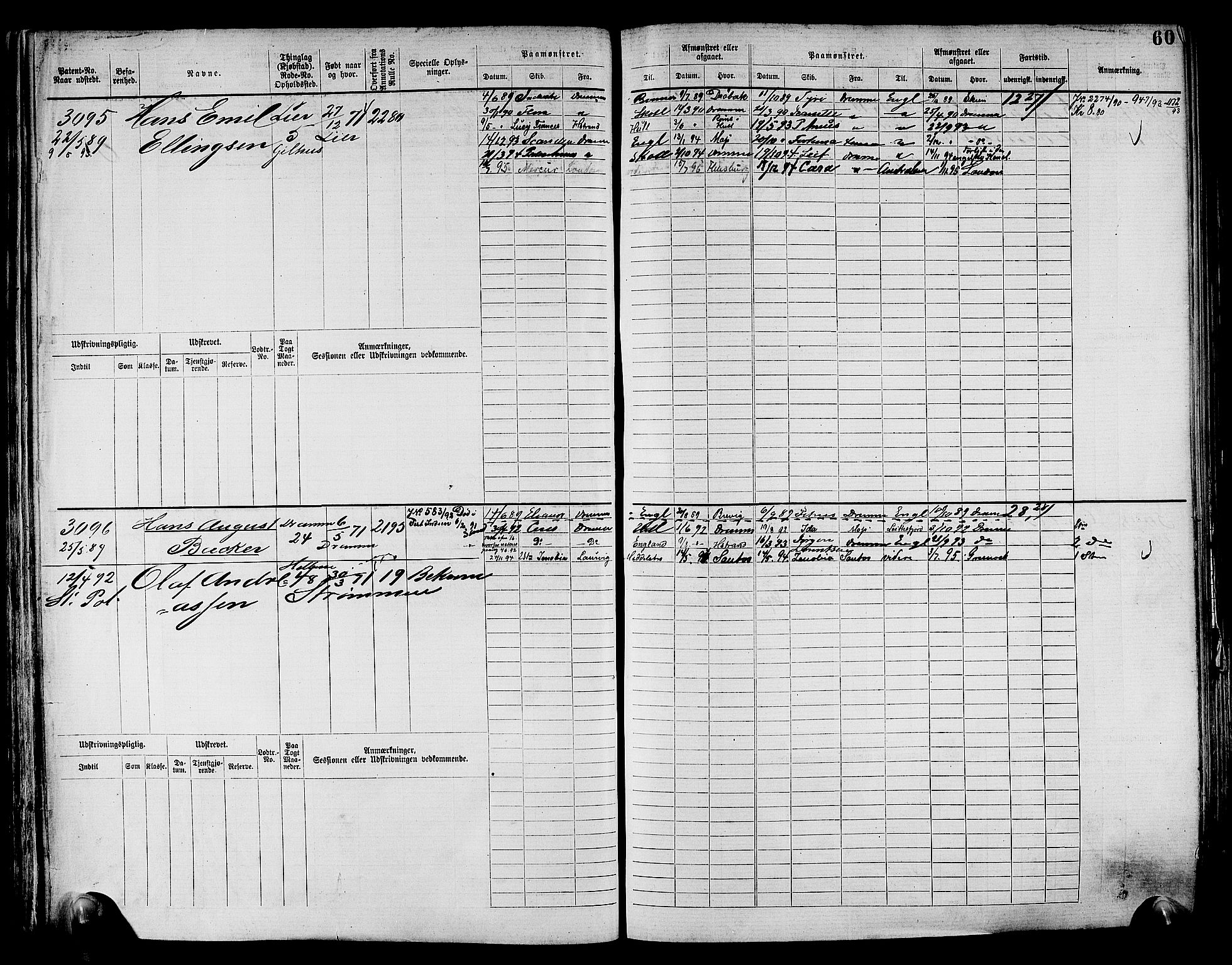 Drammen innrulleringsdistrikt, SAKO/A-781/F/Fc/L0004: Hovedrulle, 1885, s. 63