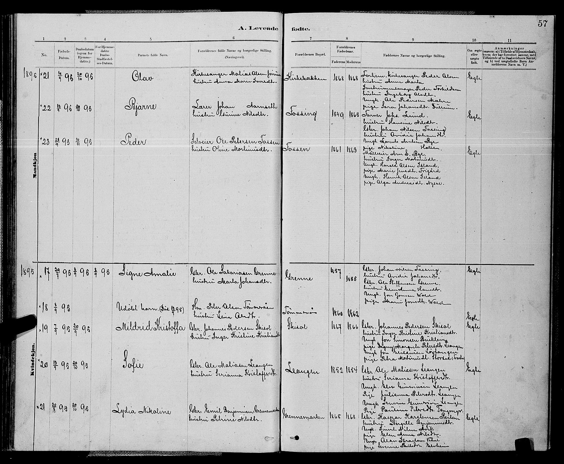 Ministerialprotokoller, klokkerbøker og fødselsregistre - Nord-Trøndelag, SAT/A-1458/714/L0134: Klokkerbok nr. 714C03, 1878-1898, s. 57