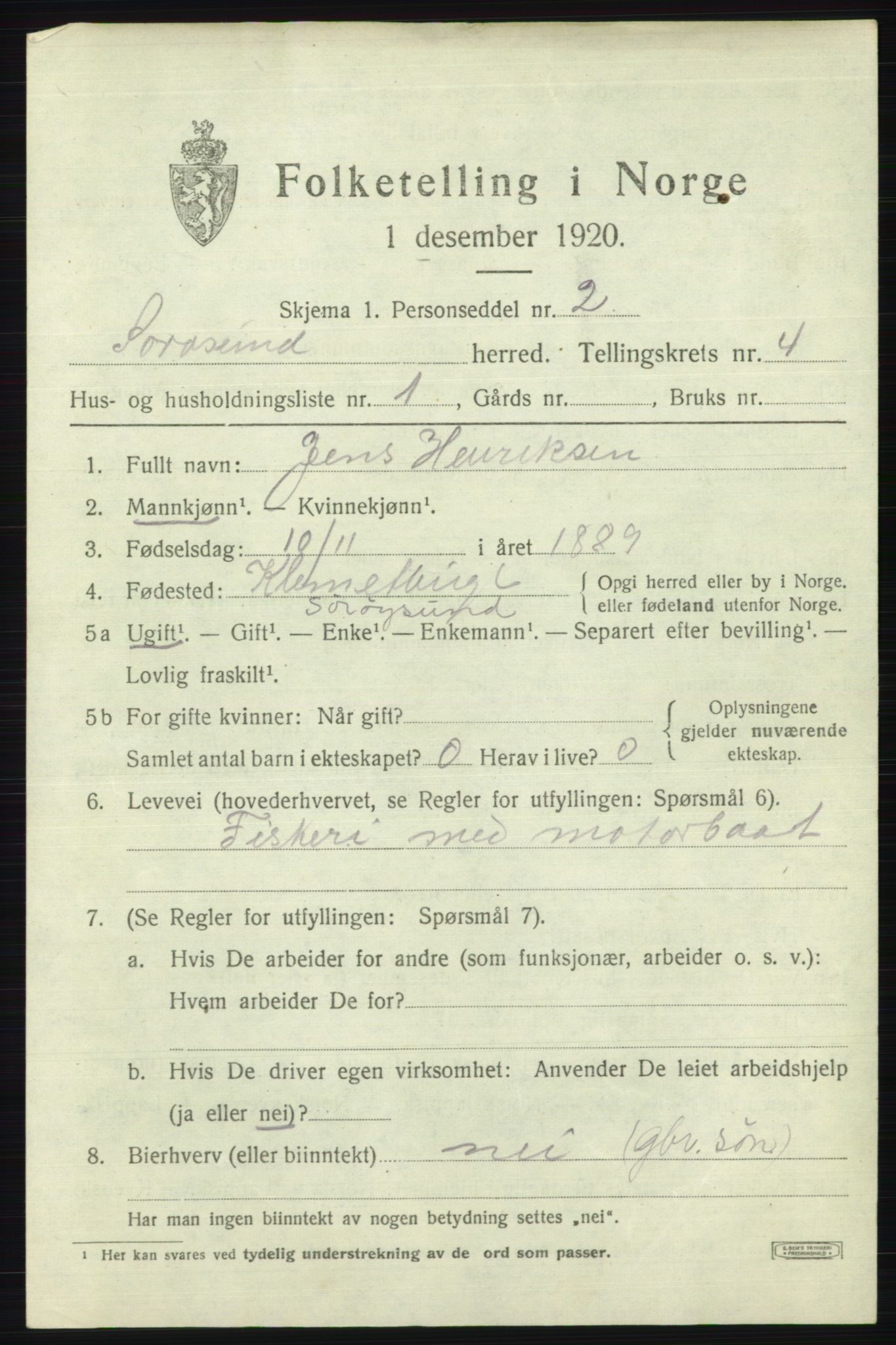 SATØ, Folketelling 1920 for 2016 Sørøysund herred, 1920, s. 1758