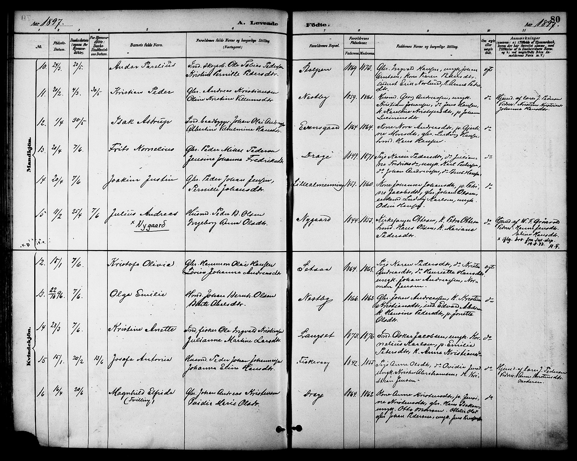 Ministerialprotokoller, klokkerbøker og fødselsregistre - Nordland, AV/SAT-A-1459/847/L0669: Ministerialbok nr. 847A09, 1887-1901, s. 80