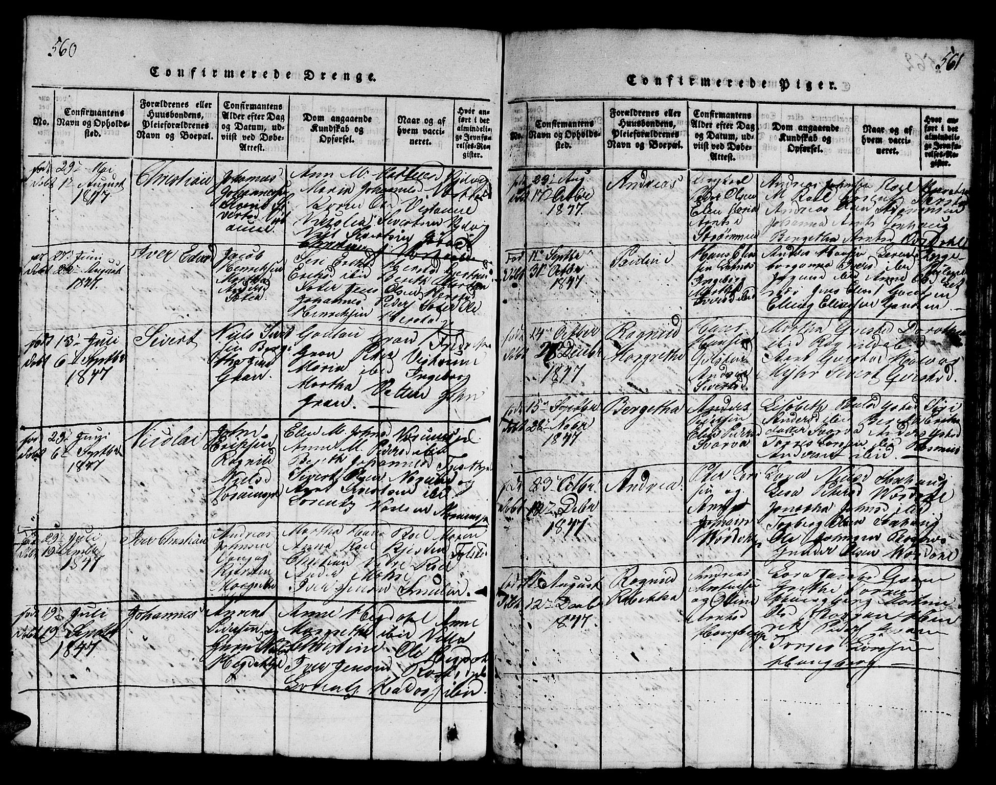 Ministerialprotokoller, klokkerbøker og fødselsregistre - Nord-Trøndelag, SAT/A-1458/730/L0298: Klokkerbok nr. 730C01, 1816-1849, s. 560-561