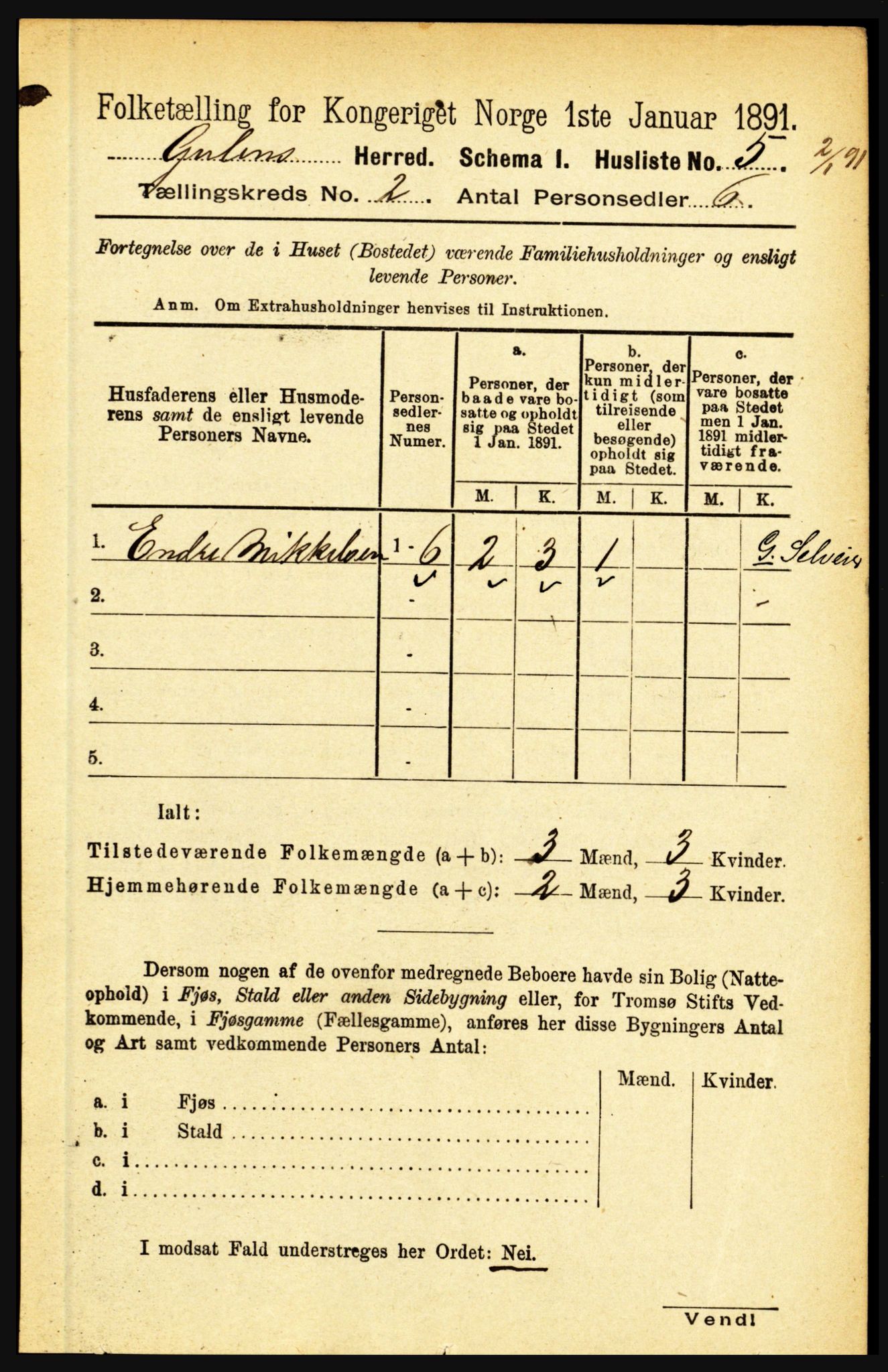 RA, Folketelling 1891 for 1411 Gulen herred, 1891, s. 441