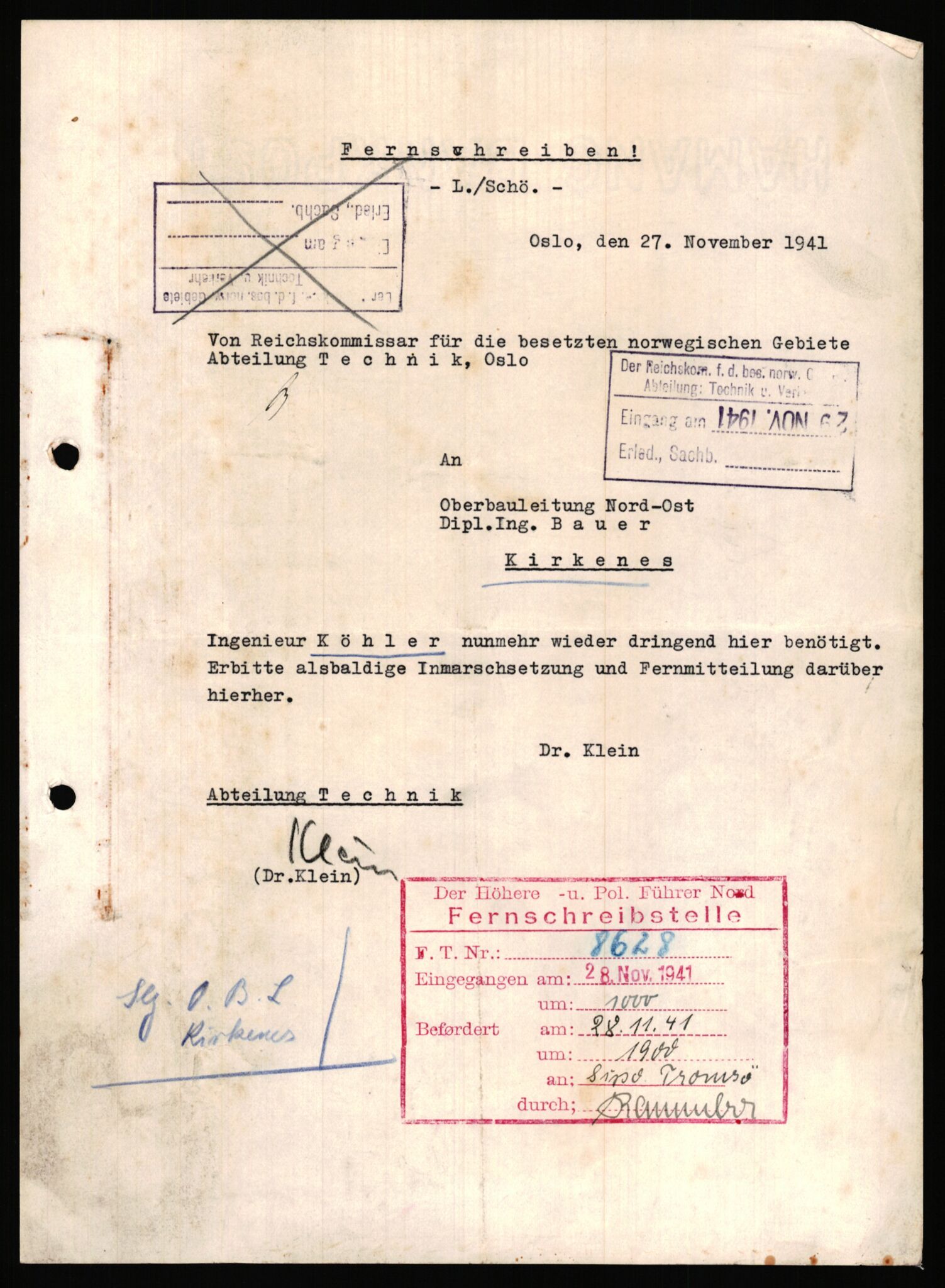 Tyske arkiver, Organisation Todt (OT), Einsatzgruppe Wiking, AV/RA-RAFA-2188/2/B/Bb/L0006: Korrespondanse med Kriegsmarine, 1940-1941, s. 725