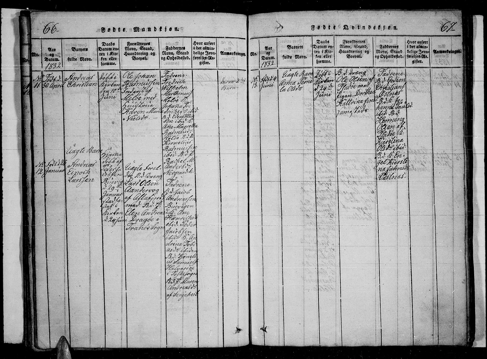 Trondenes sokneprestkontor, AV/SATØ-S-1319/H/Hb/L0004klokker: Klokkerbok nr. 4, 1821-1839, s. 66-67
