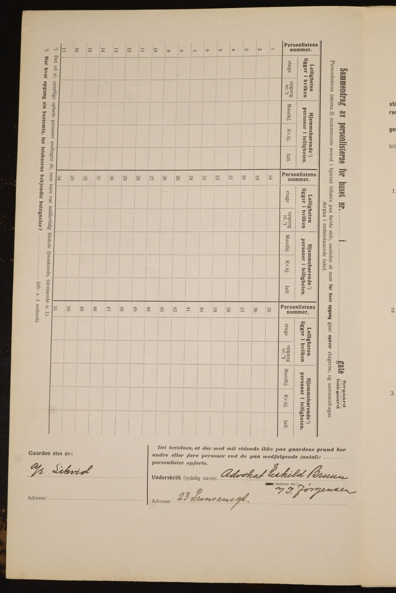 OBA, Kommunal folketelling 1.2.1912 for Kristiania, 1912, s. 103600