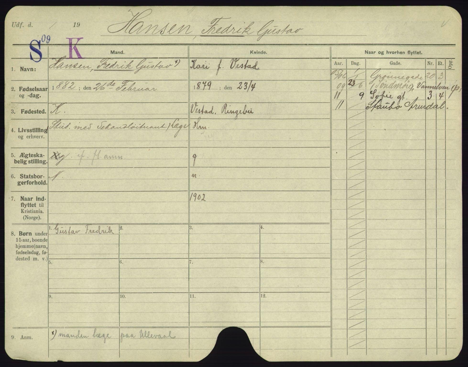 Oslo folkeregister, Registerkort, AV/SAO-A-11715/F/Fa/Fac/L0004: Menn, 1906-1914, s. 2a