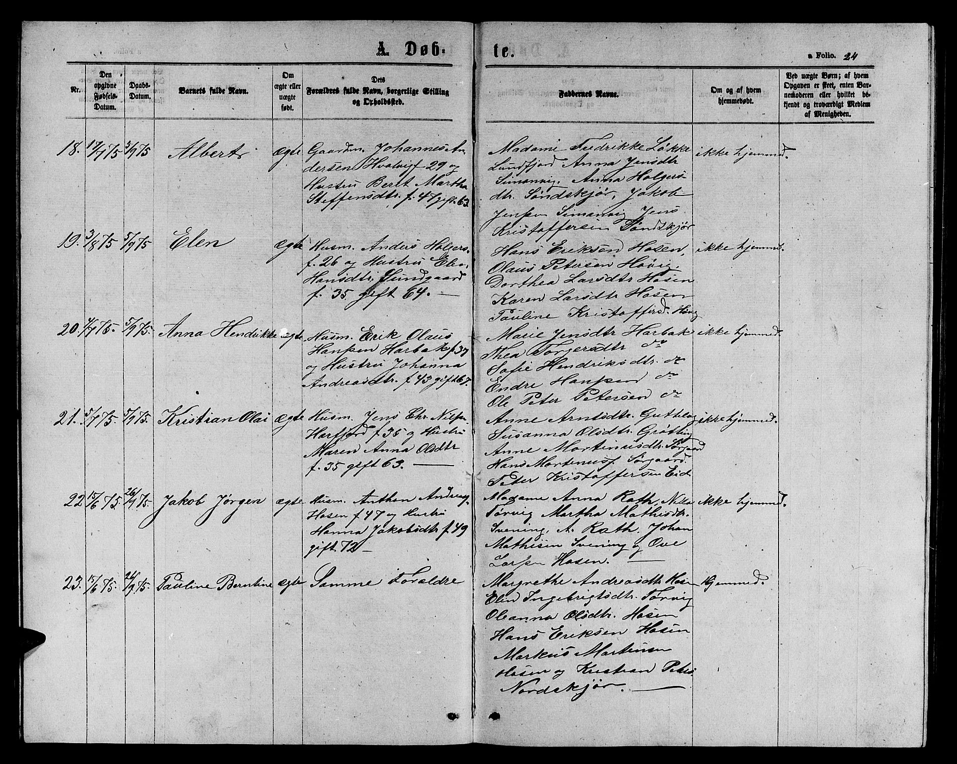 Ministerialprotokoller, klokkerbøker og fødselsregistre - Sør-Trøndelag, AV/SAT-A-1456/656/L0695: Klokkerbok nr. 656C01, 1867-1889, s. 24