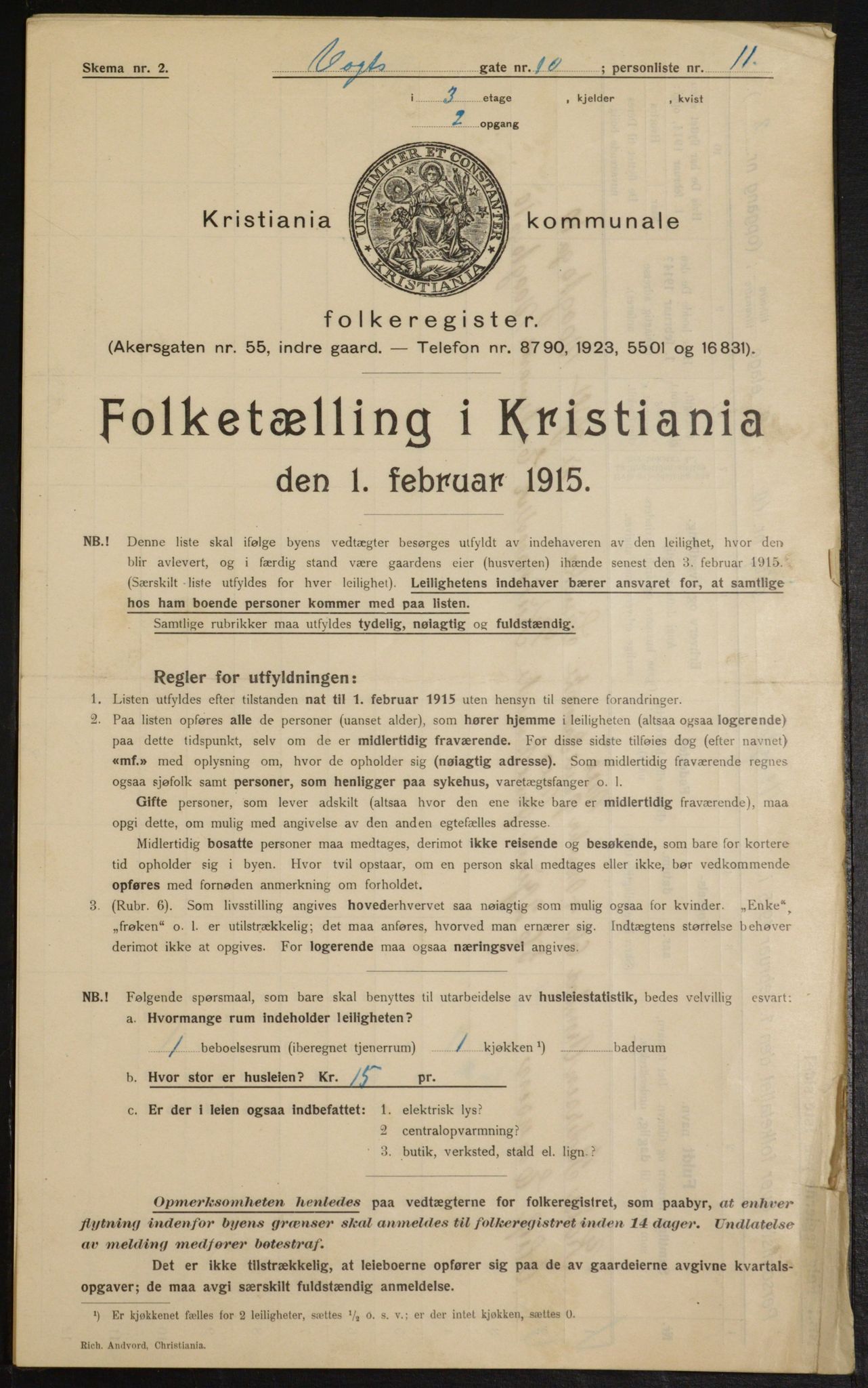 OBA, Kommunal folketelling 1.2.1915 for Kristiania, 1915, s. 124830