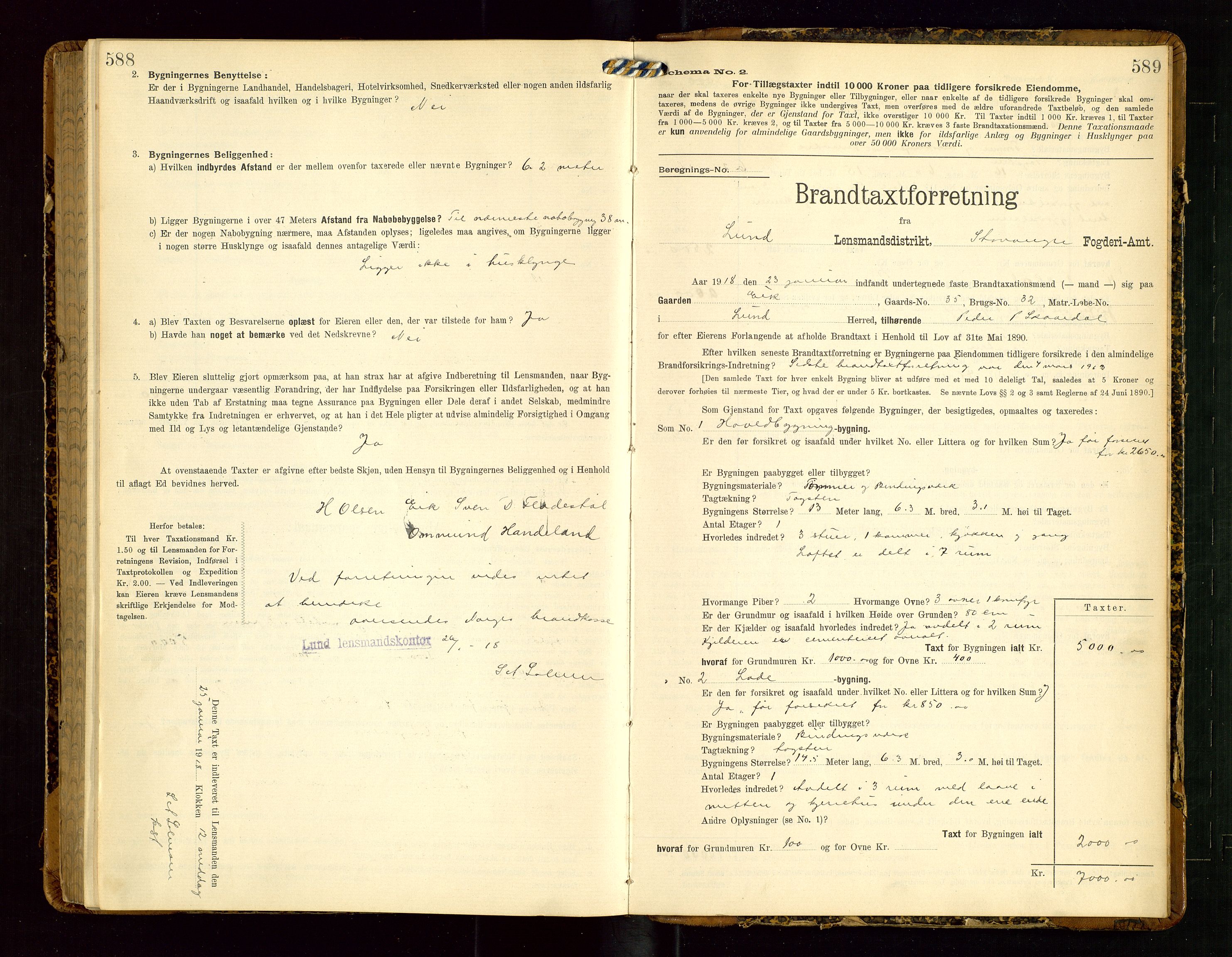 Lund lensmannskontor, SAST/A-100303/Gob/L0002: "Brandtakstprotokol", 1908-1918, s. 588-589