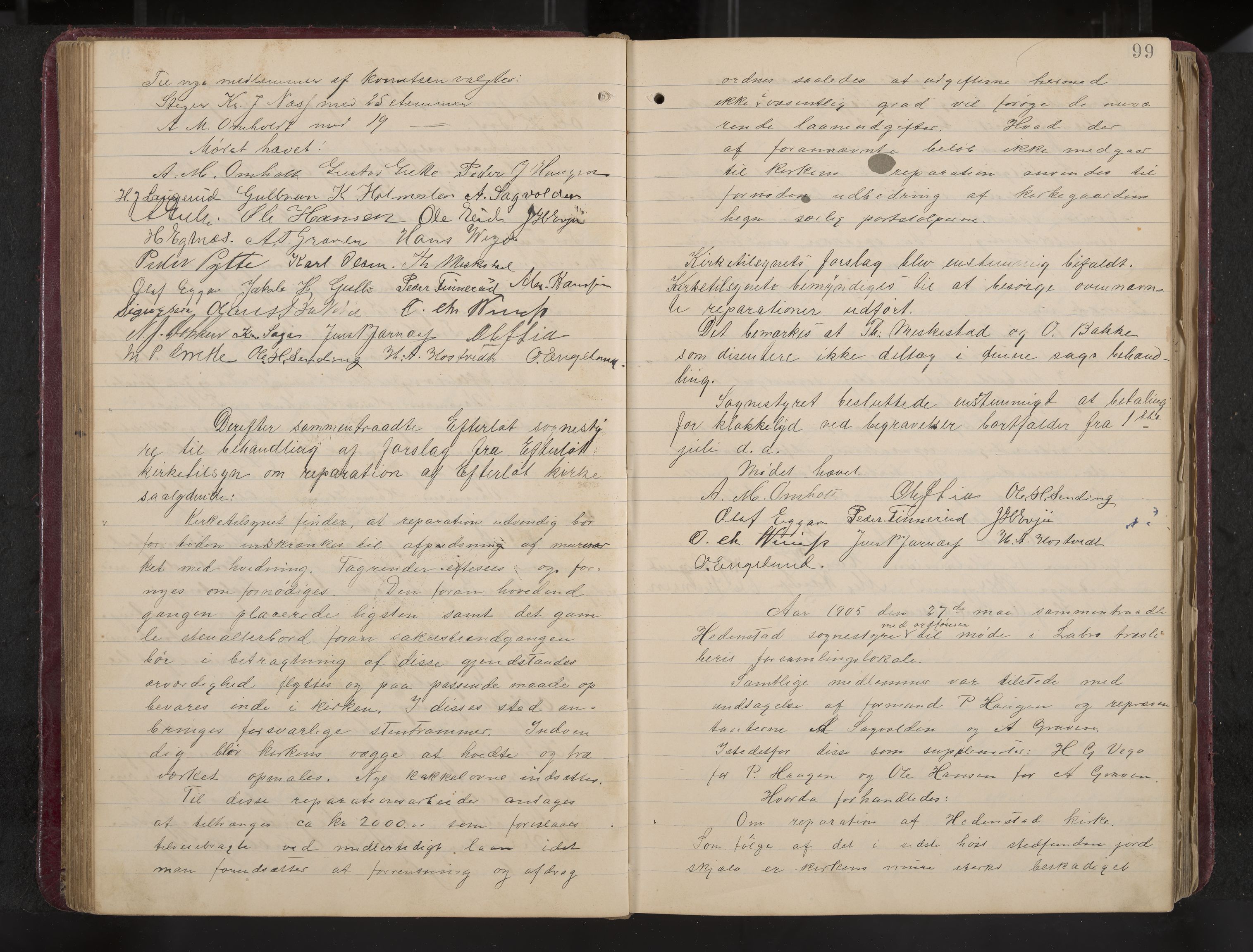 Ytre Sandsvær formannskap og sentraladministrasjon, IKAK/0629021/A/Aa/L0001: Møtebok med register, 1902-1919, s. 99