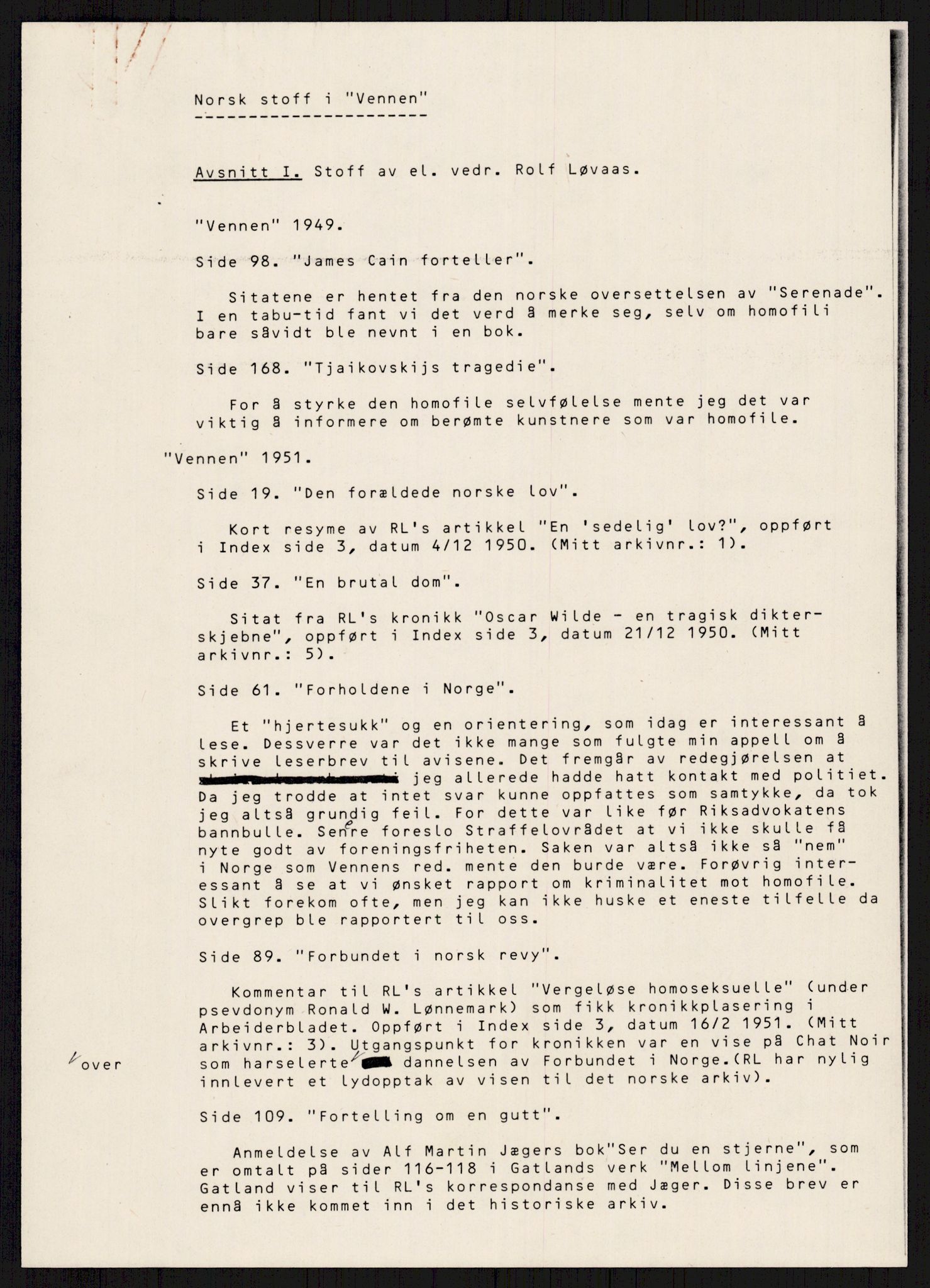 Det Norske Forbundet av 1948/Landsforeningen for Lesbisk og Homofil Frigjøring, AV/RA-PA-1216/A/Ag/L0002: "Vi løsnet et skred", 1959-1995, s. 577