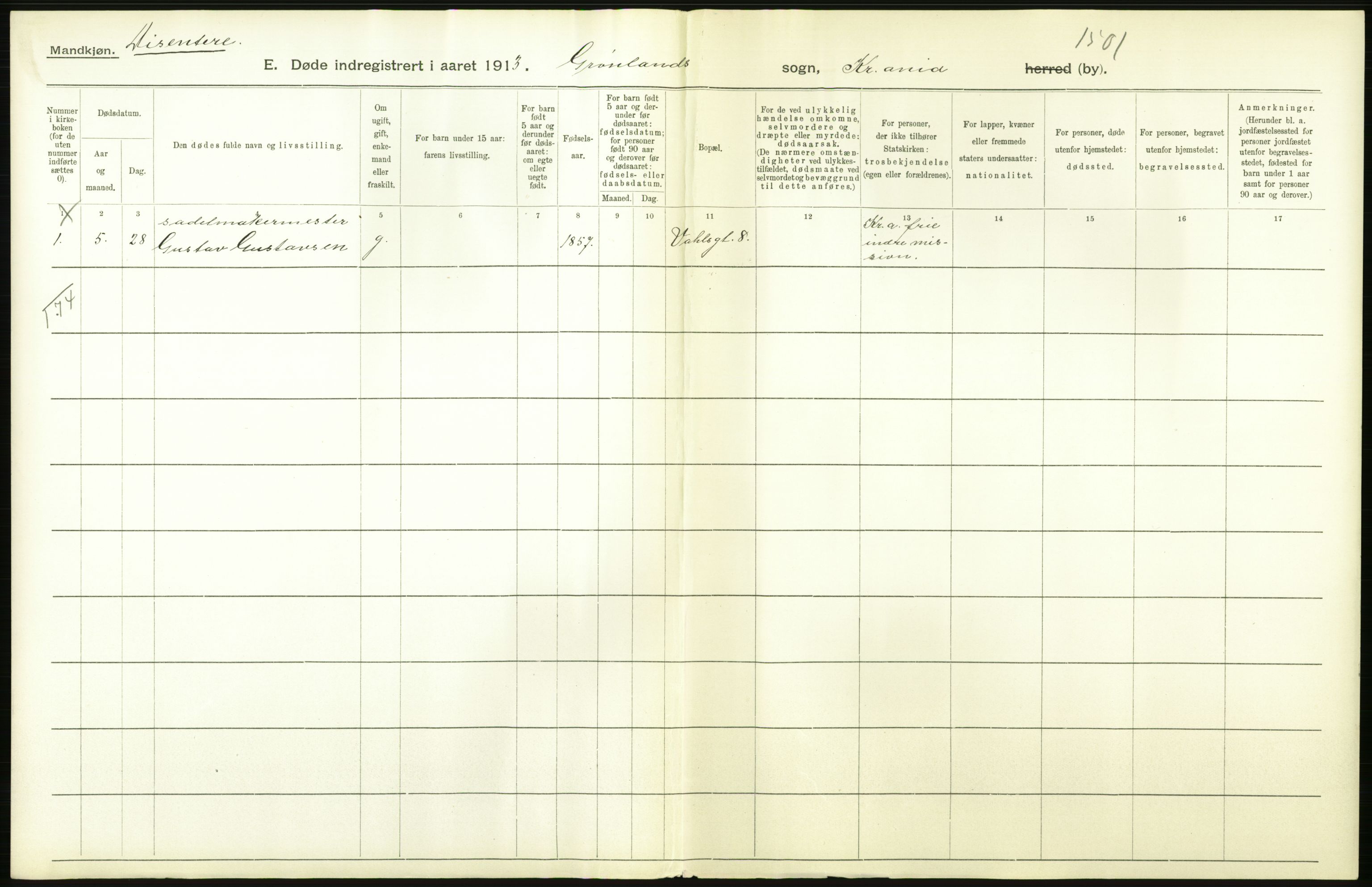 Statistisk sentralbyrå, Sosiodemografiske emner, Befolkning, AV/RA-S-2228/D/Df/Dfb/Dfbc/L0009: Kristiania: Døde., 1913, s. 664