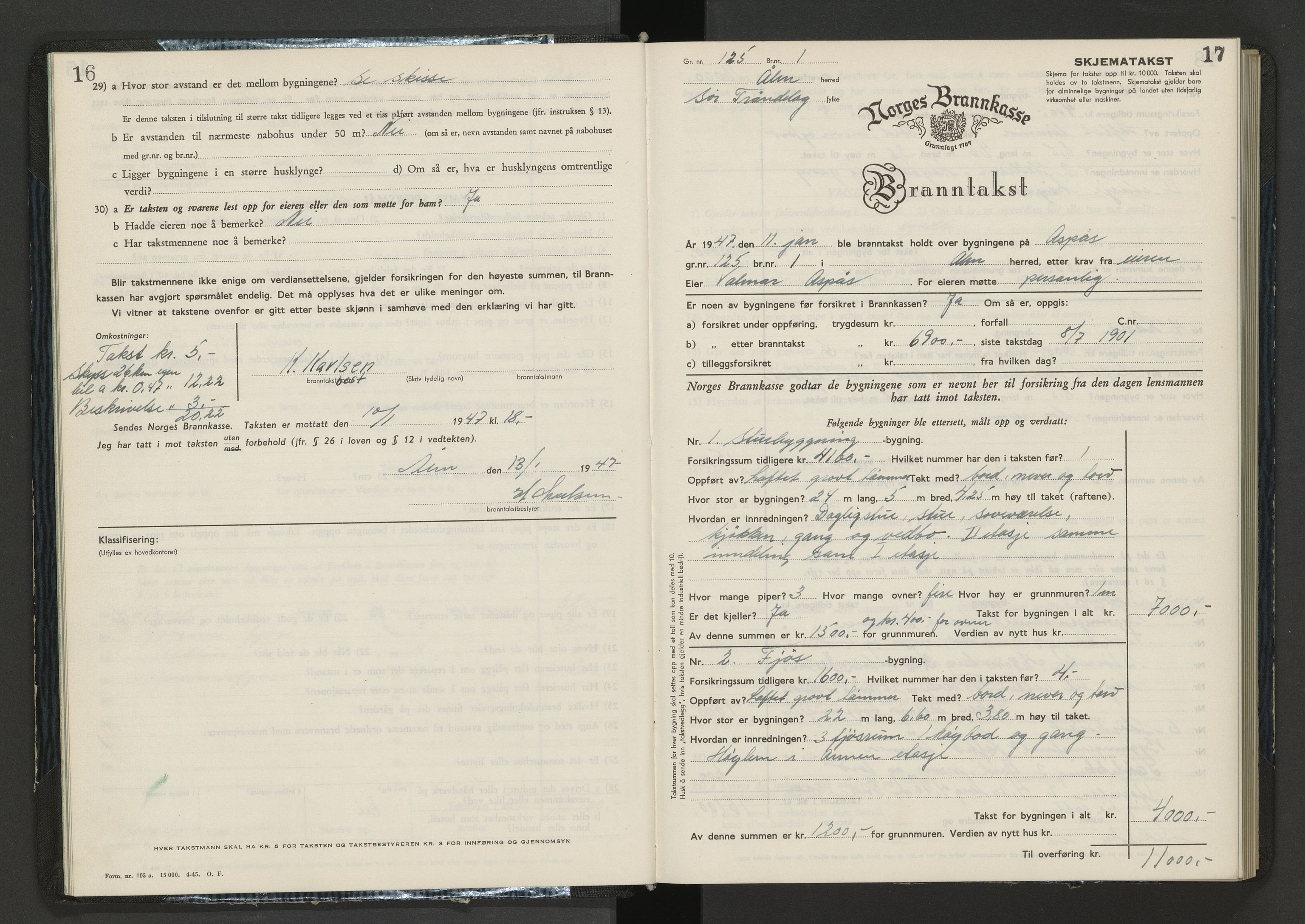 Norges Brannkasse Holtålen og Ålen, AV/SAT-A-1280/Fa/L0002: Branntakstprotokoll, 1947-1955, s. 16-17