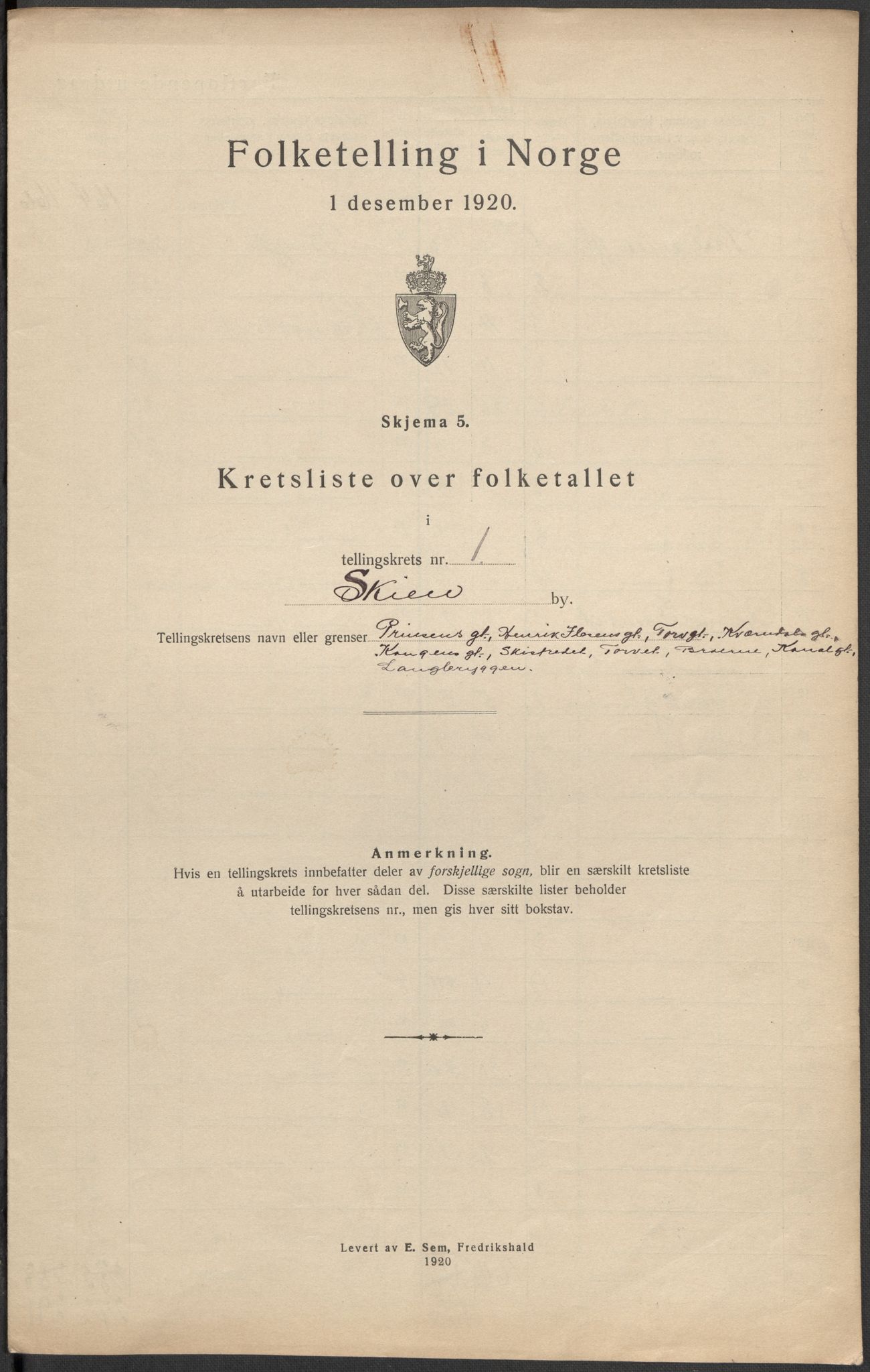 SAKO, Folketelling 1920 for 0806 Skien kjøpstad, 1920, s. 4