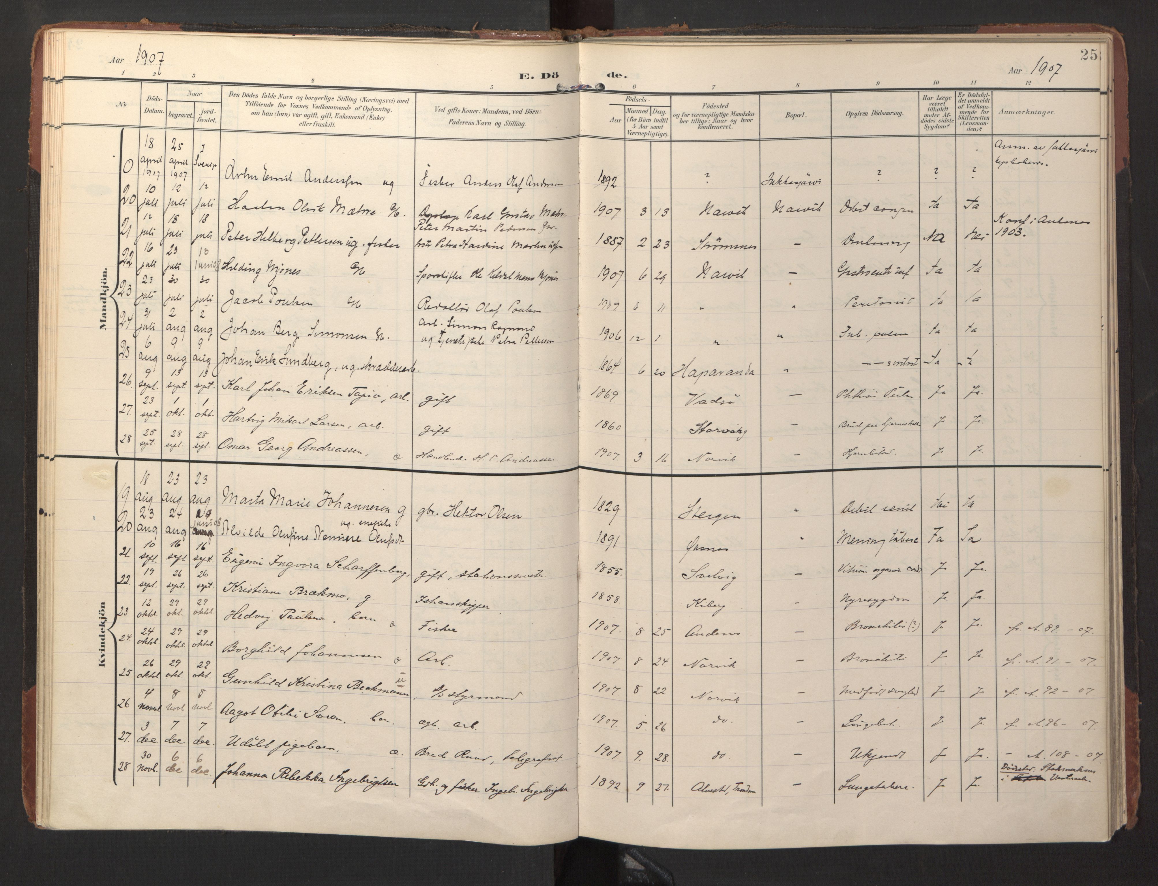 Ministerialprotokoller, klokkerbøker og fødselsregistre - Nordland, AV/SAT-A-1459/871/L1000: Ministerialbok nr. 871A16, 1902-1925, s. 25