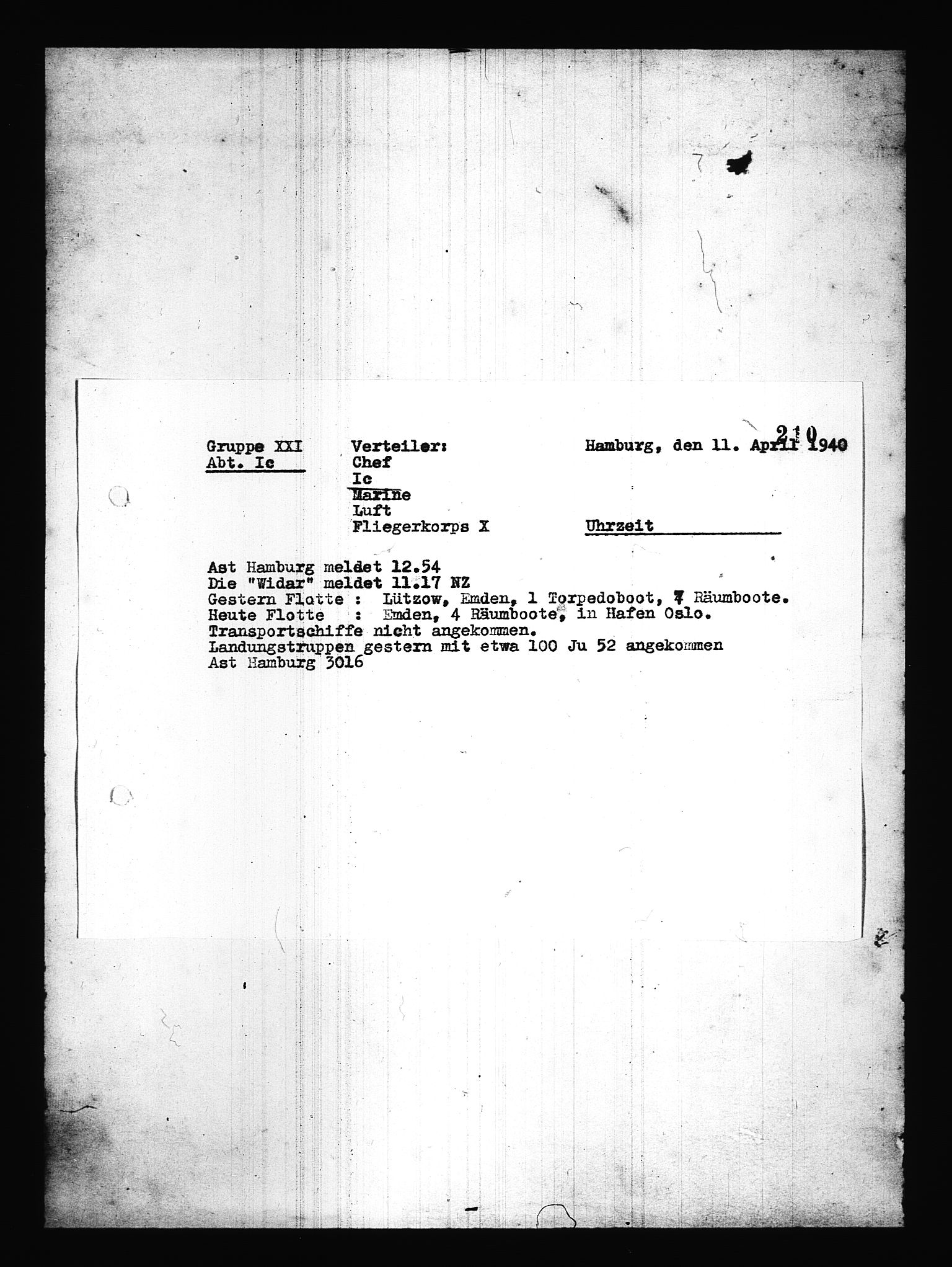 Documents Section, AV/RA-RAFA-2200/V/L0085: Amerikansk mikrofilm "Captured German Documents".
Box No. 724.  FKA jnr. 615/1954., 1940-1941, s. 44