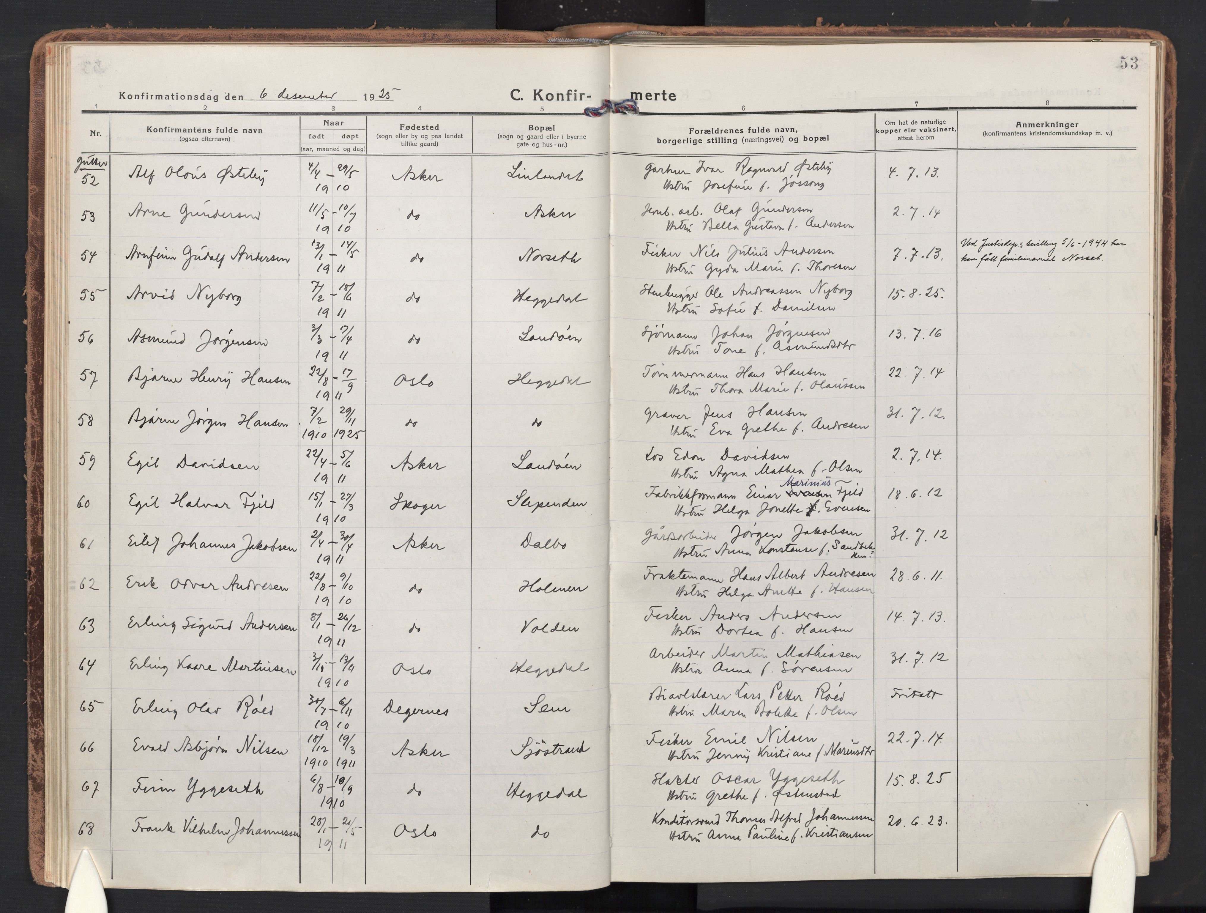 Asker prestekontor Kirkebøker, AV/SAO-A-10256a/F/Fa/L0019: Ministerialbok nr. I 19, 1918-1935, s. 53