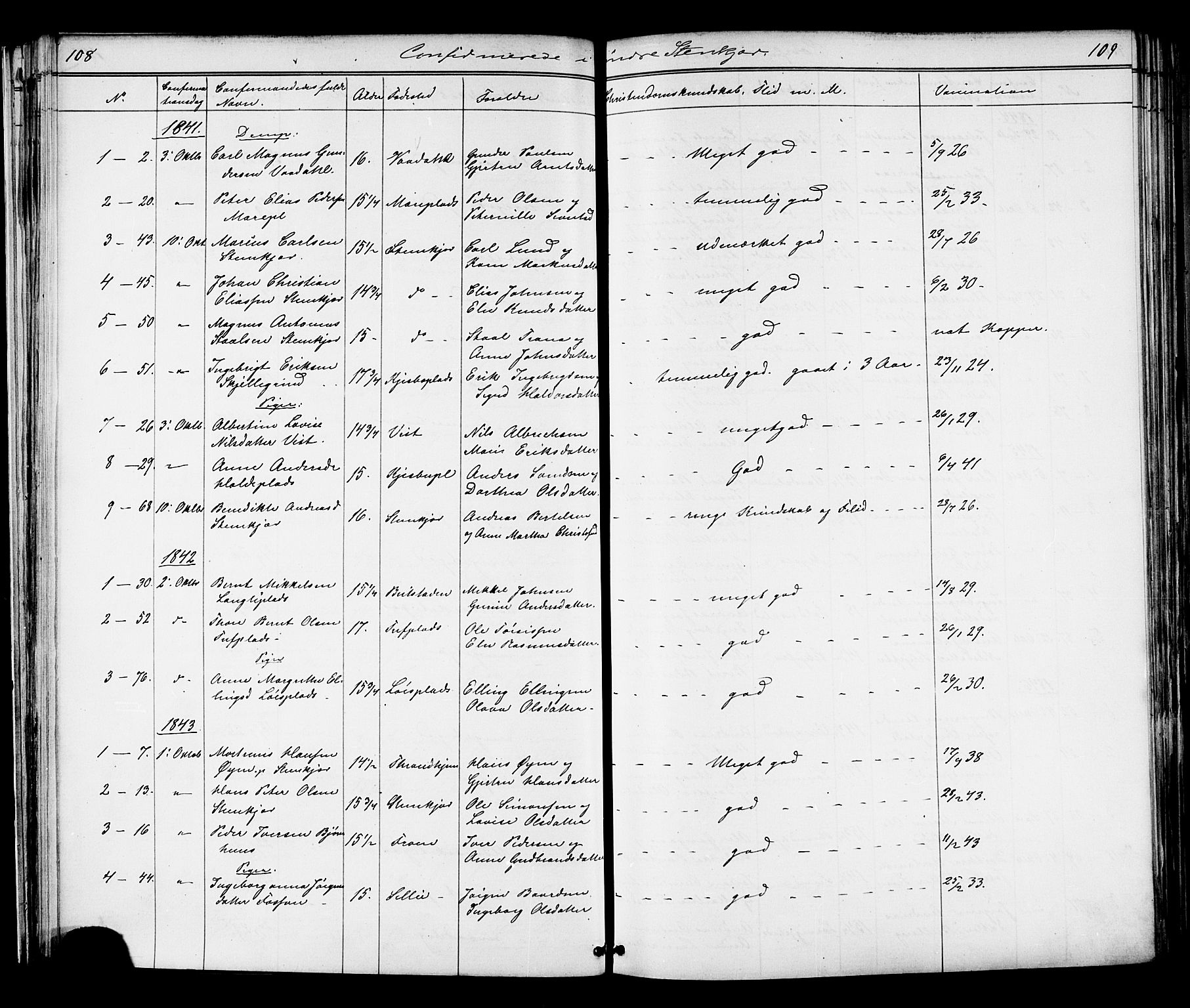 Ministerialprotokoller, klokkerbøker og fødselsregistre - Nord-Trøndelag, SAT/A-1458/739/L0367: Ministerialbok nr. 739A01 /1, 1838-1868, s. 108-109