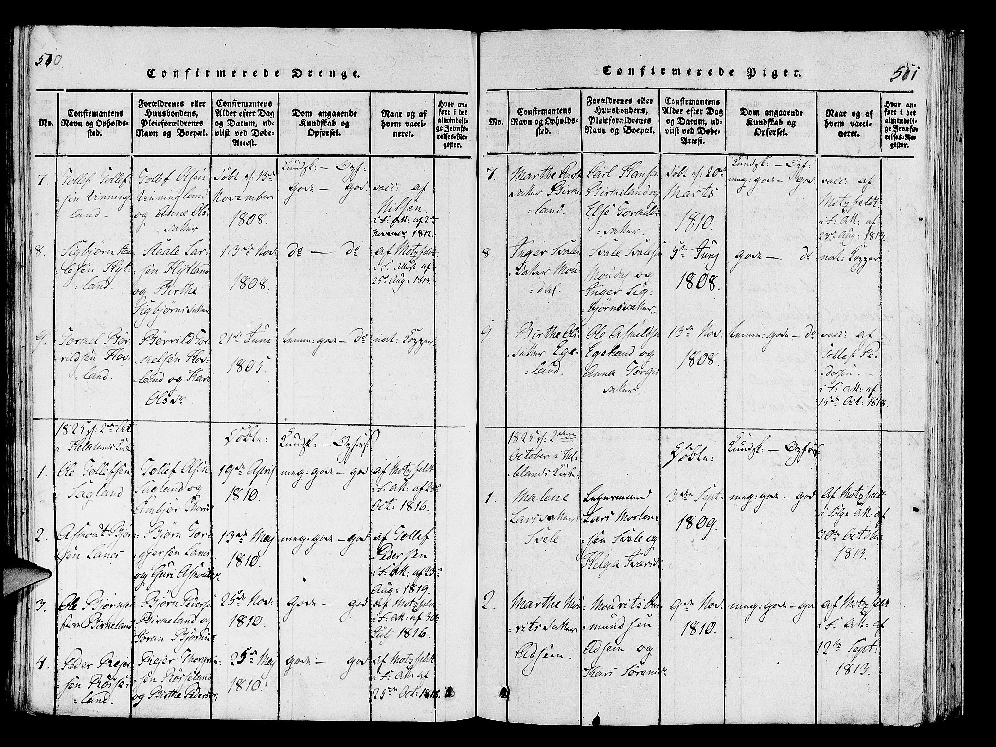 Helleland sokneprestkontor, AV/SAST-A-101810: Ministerialbok nr. A 5, 1815-1834, s. 510-511