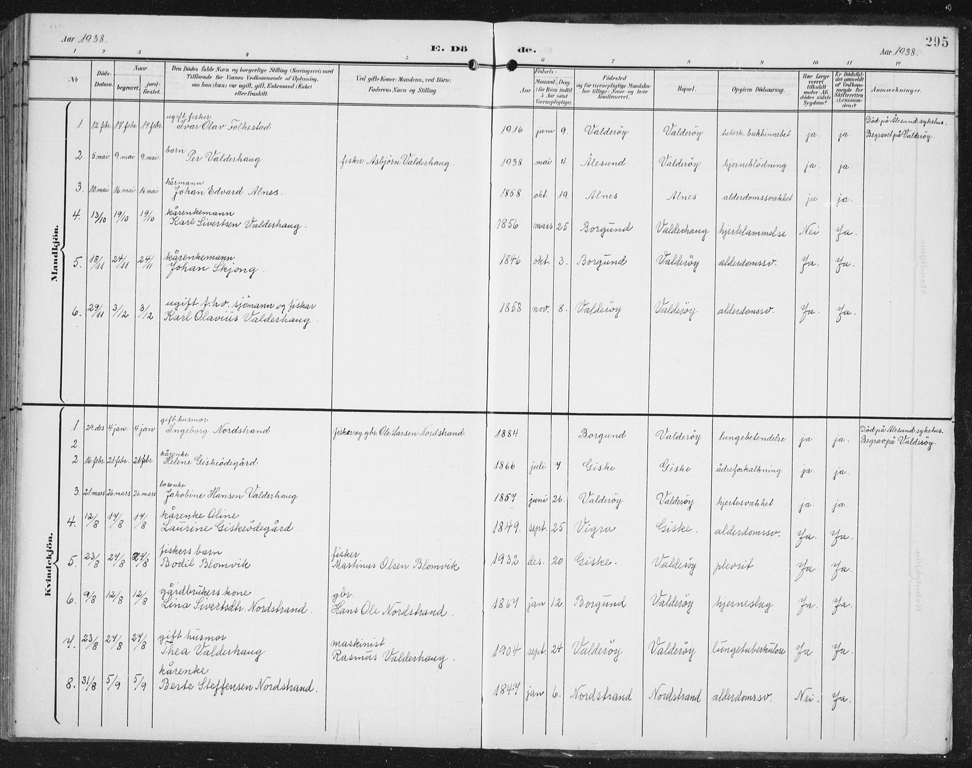 Ministerialprotokoller, klokkerbøker og fødselsregistre - Møre og Romsdal, SAT/A-1454/534/L0489: Klokkerbok nr. 534C01, 1899-1941, s. 295
