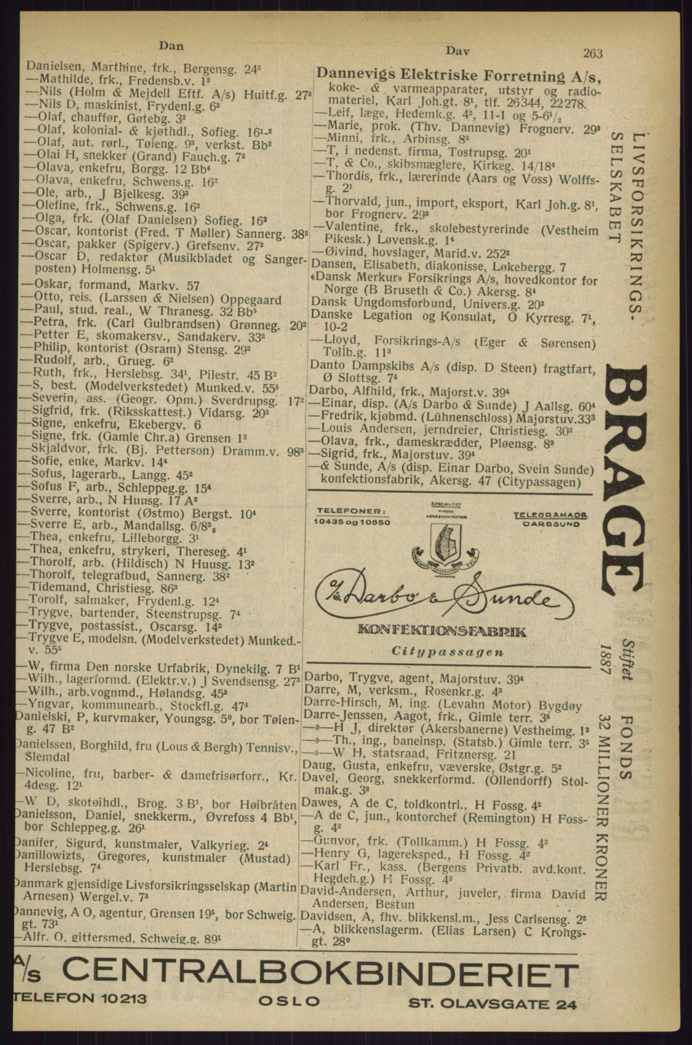 Kristiania/Oslo adressebok, PUBL/-, 1927, s. 263